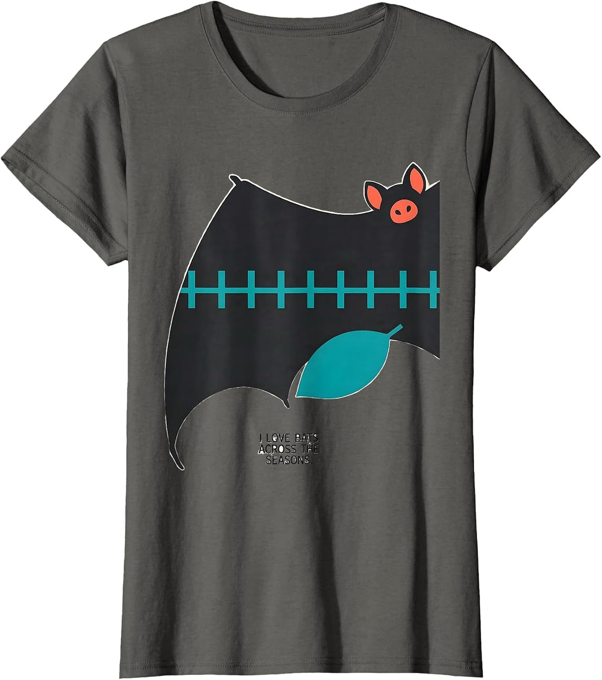 Women's I Love Bats Across The Seasons Vintage Bat Lover Halloween T-Shirt - Asphalt Grey