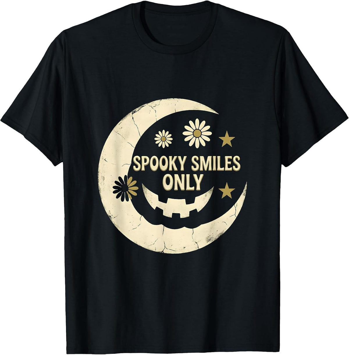 Men's Spooky Smiles Only Dental Halloween Design T-Shirt - Black