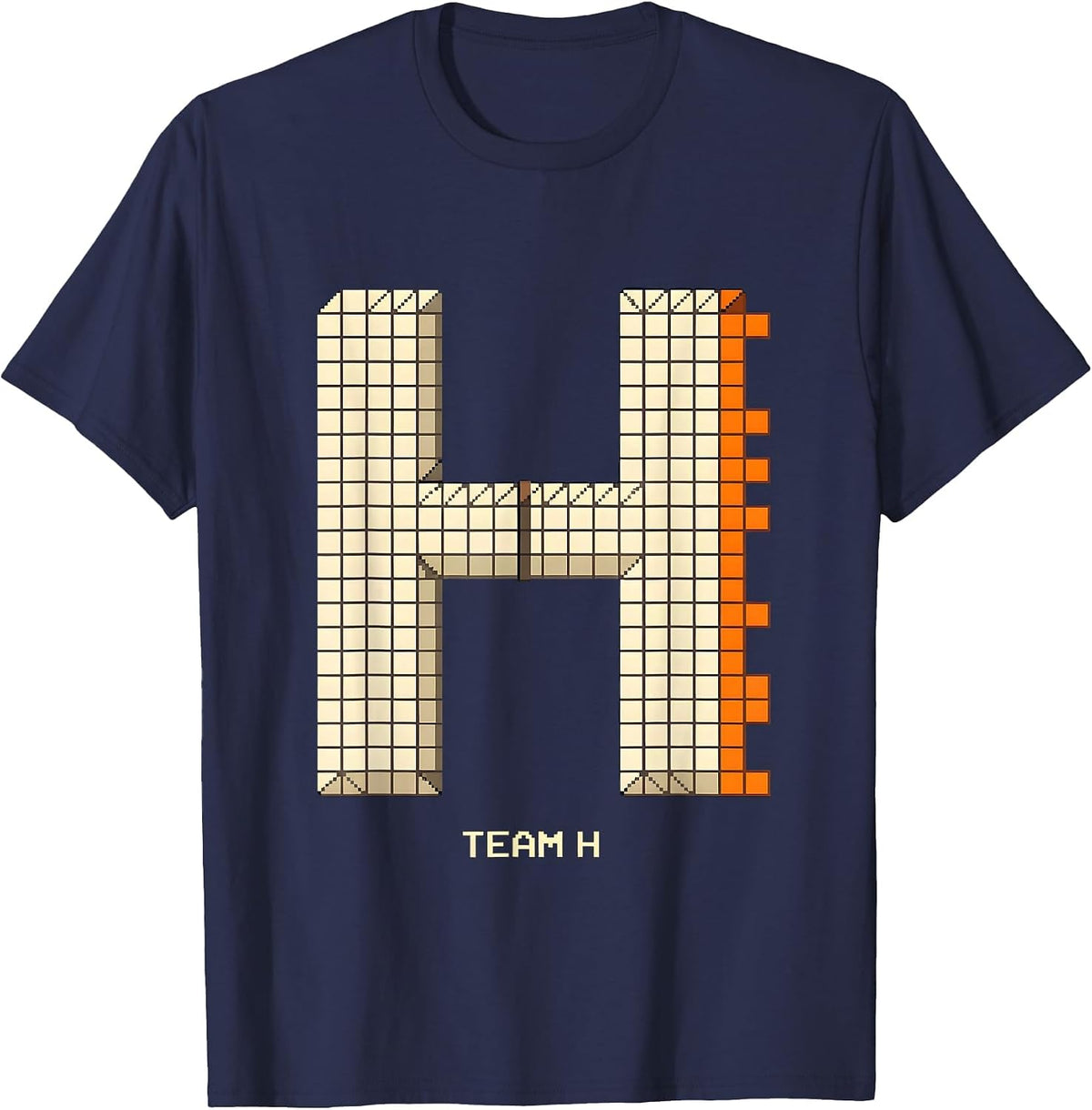 Team H Pixel Art Funny Group Halloween Matching Costume T-Shirt - Navy Blue