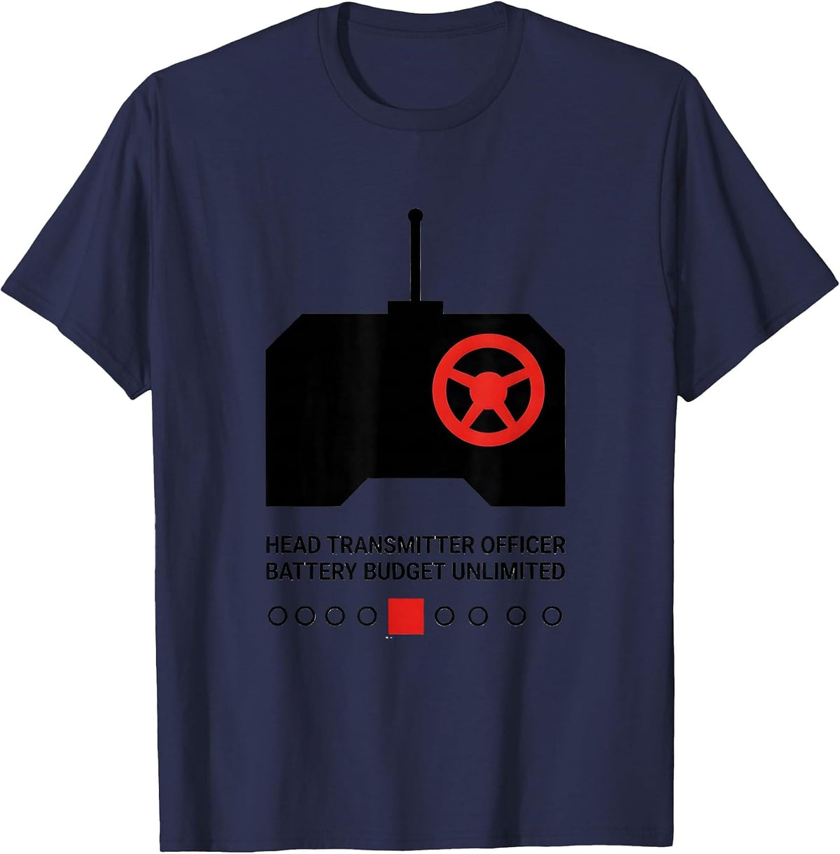 Head Transmitter Officer Battery Budget Unlimited RC Racer T-Shirt - Navy Blue