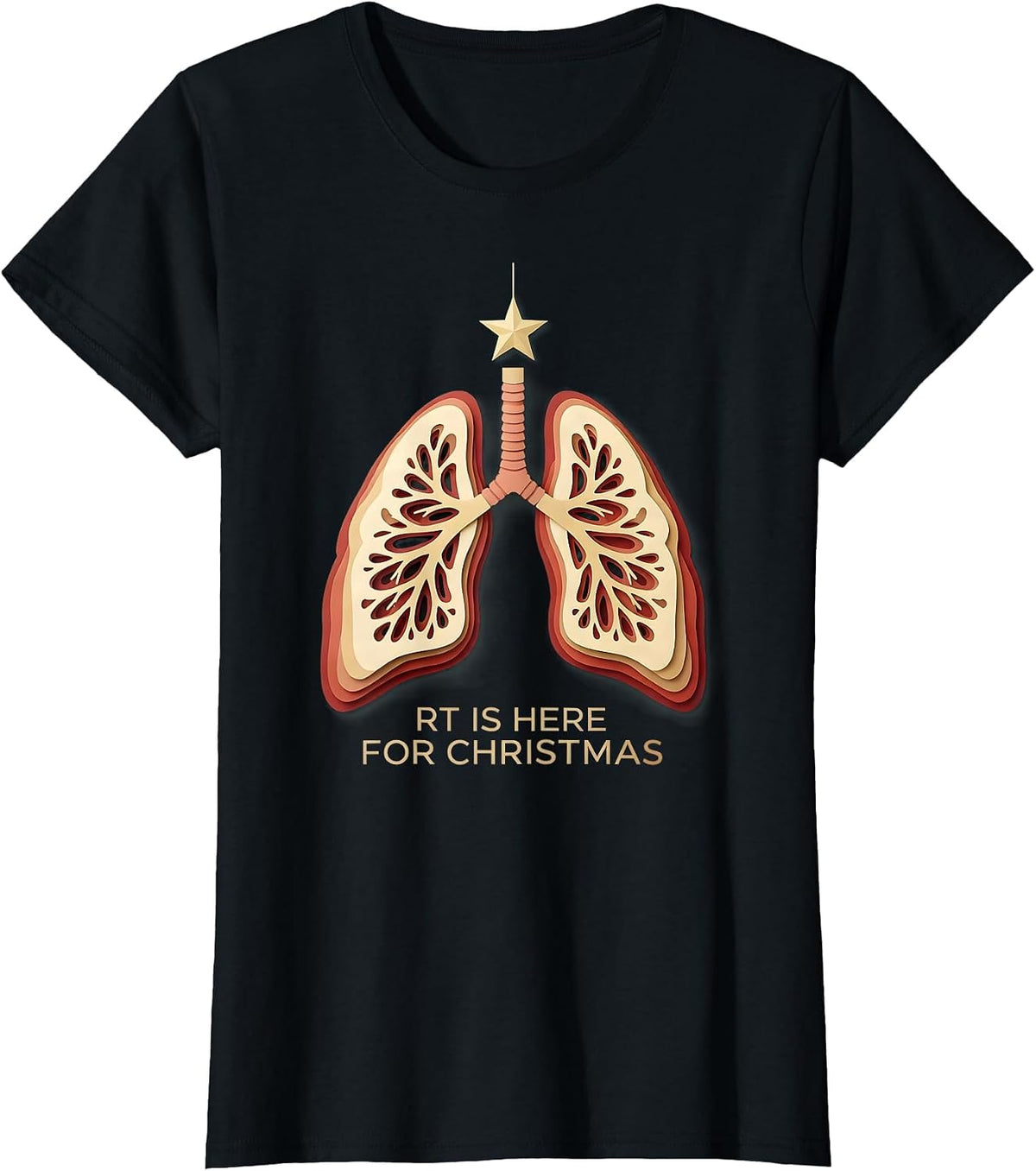 RT Is Here For Christmas Funny Respiratory Therapist T-Shirt - Black