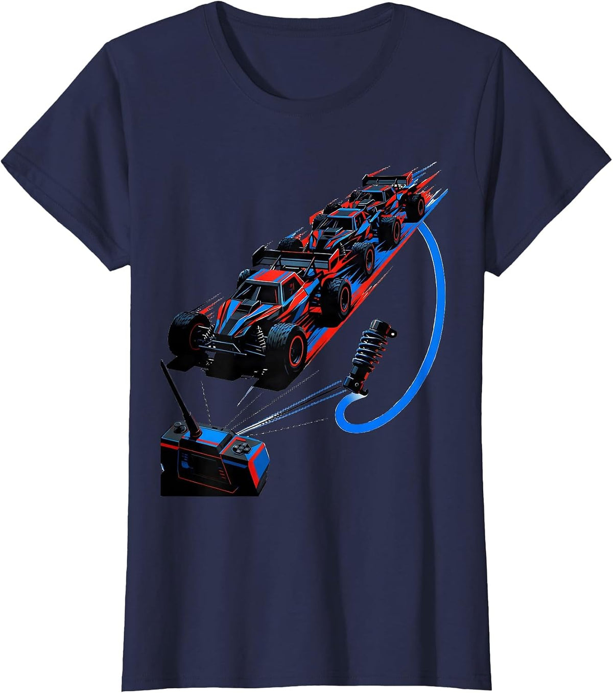 Women's RC Truck Silhouettes Futurist Dynamism Hobbyist Gift T-Shirt - Navy Blue
