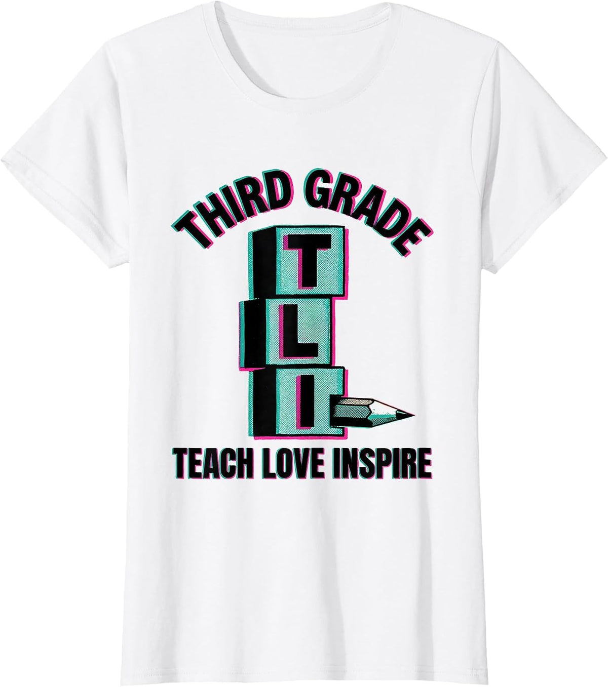 Women's Third Grade Teach Love Inspire Retro Teacher Back To School T-Shirt - White