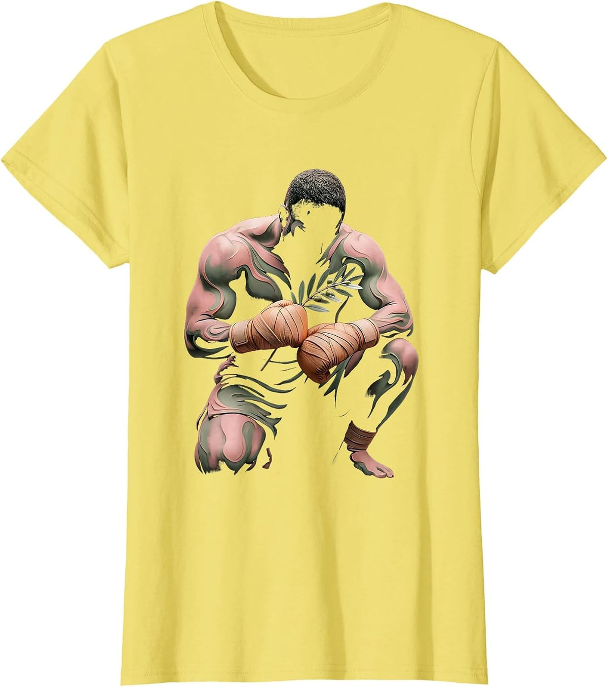 Heavyweight Boxer Kneeling in Corner Graphic T-Shirt - Lemon Yellow