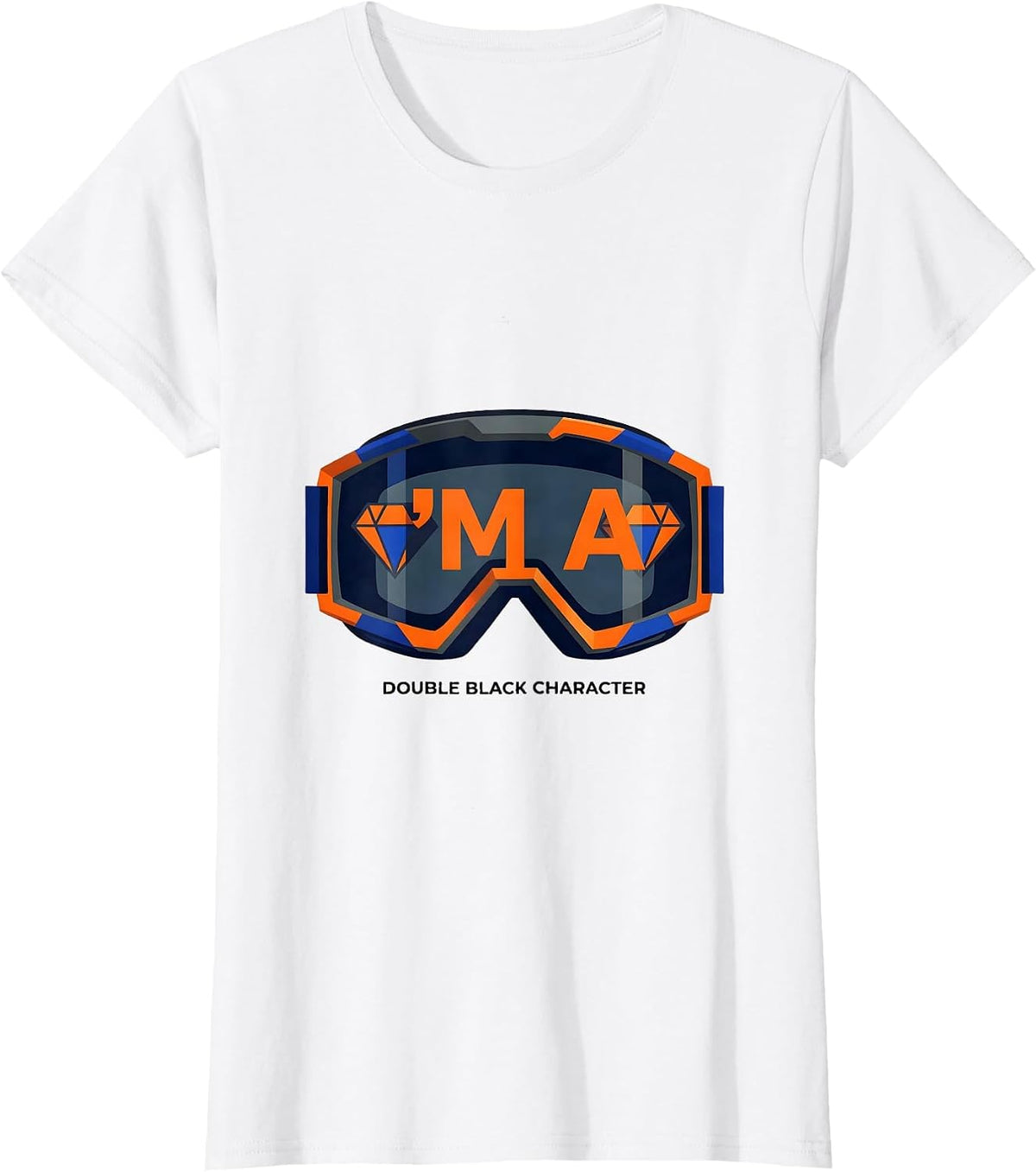 Women's I'm A Double Black Character Geometric Ski Snowboard Humor T-Shirt - White