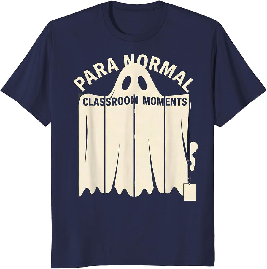 Para Normal Classroom Moments Funny Ghost Paraprofessional T-Shirt - Navy Blue