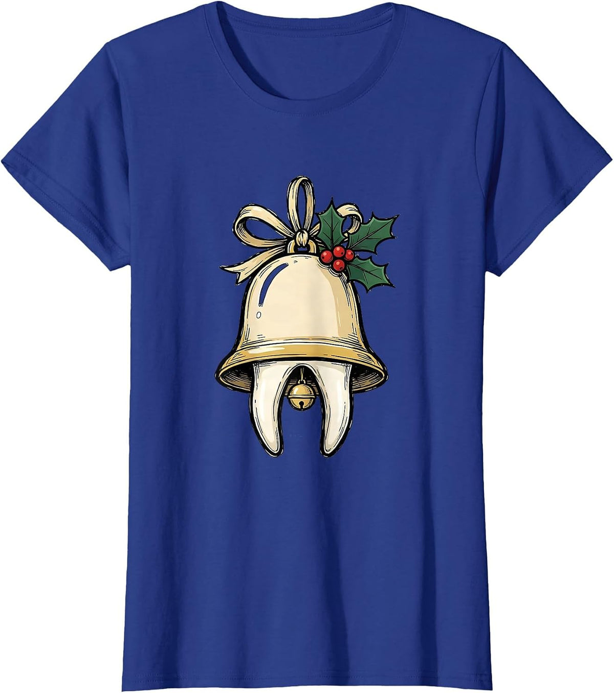 Women's Twin-Root Molar Bell Funny Dentist Christmas Dental Staff T-Shirt - Royal Blue