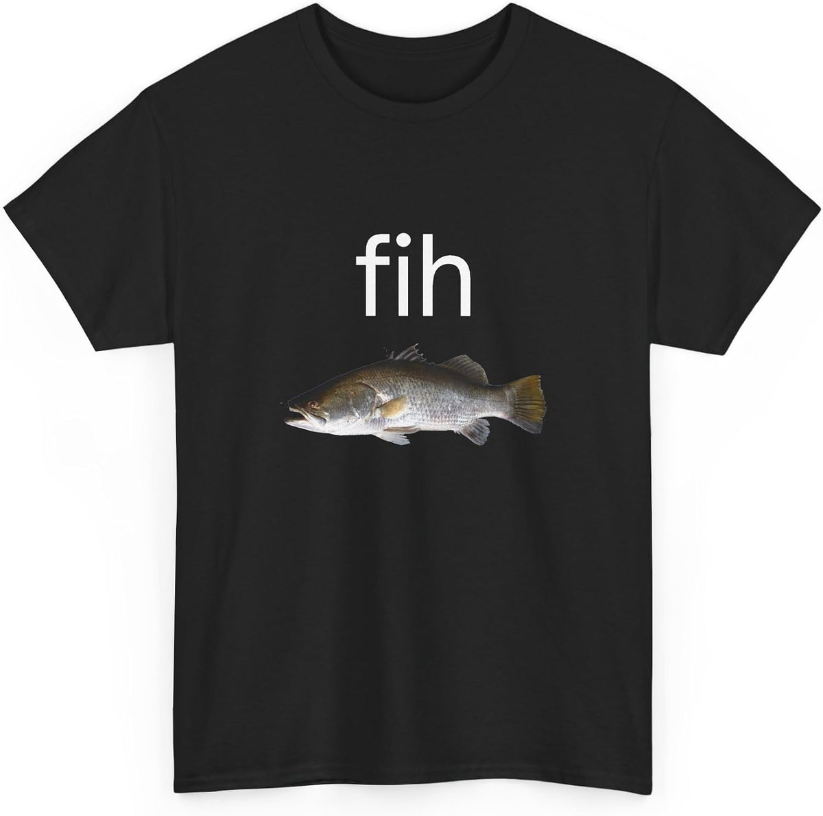 fih Fish Graphic Tee | Fishing Design, sea bass Illustration - Black