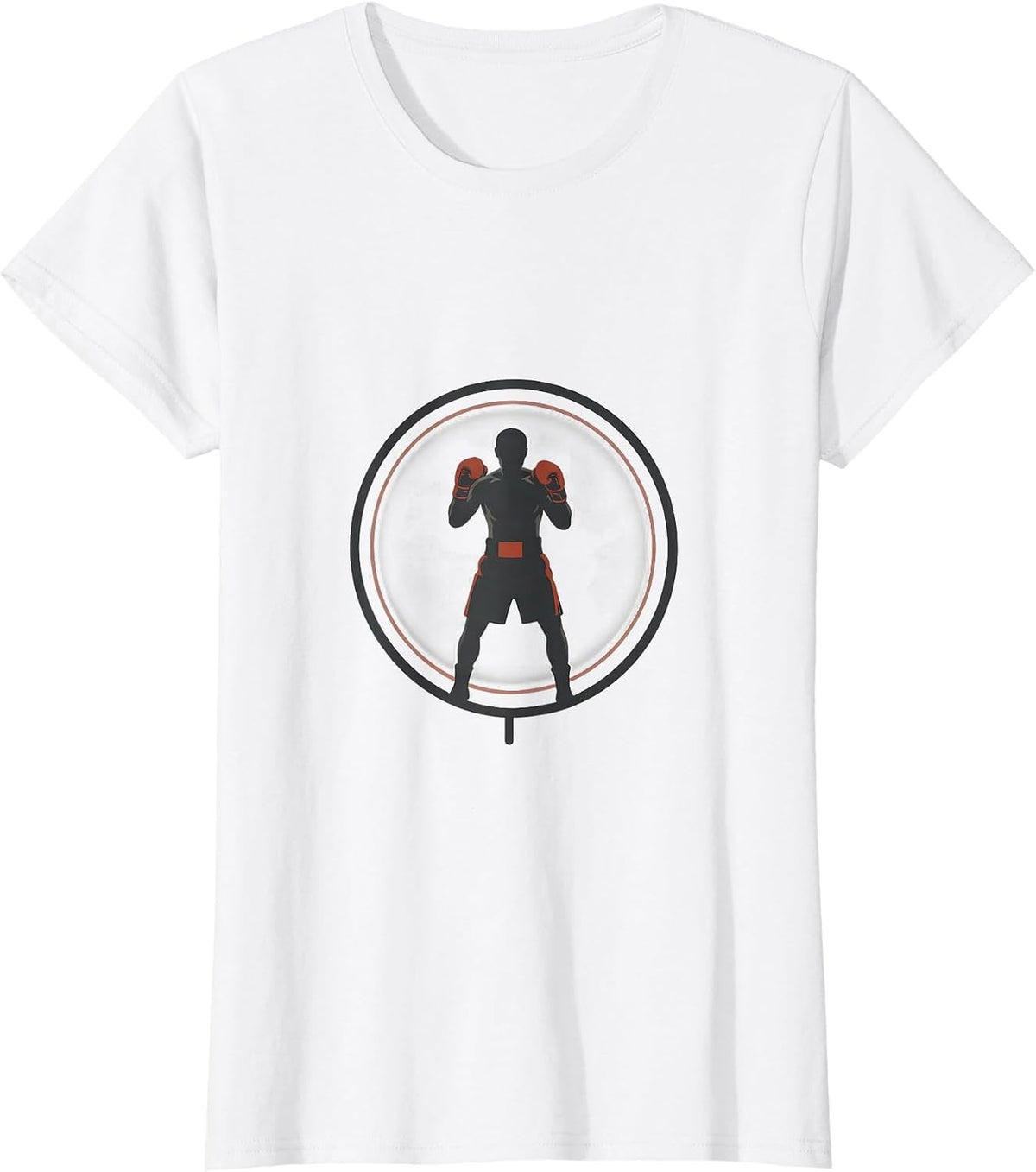 Boxer Silhouette Minimalist Gym Badge Boxing Enthusiast T-Shirt - White