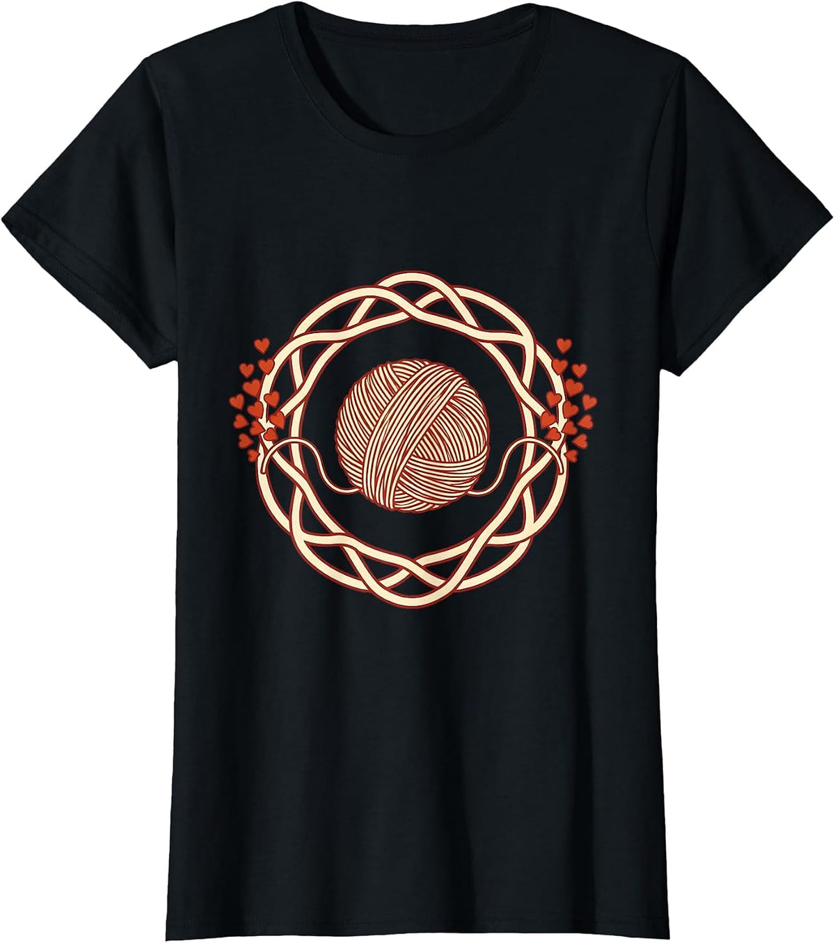 Women's Kindergarten Teacher Yarn Heart Graphic T-Shirt - Black