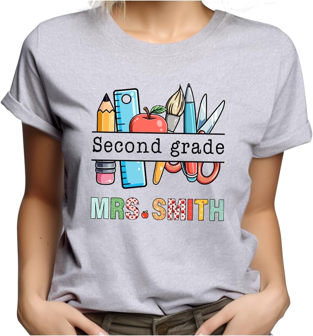 B46428 Personalized Back to School Tshirt for Teachers, Gifts for Teachers, Custom Teacher T Shirt with Name -