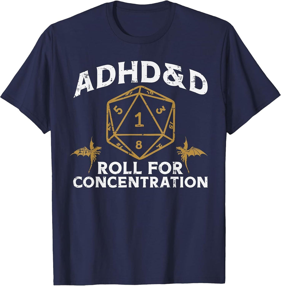 Gaming ADHD and D Funny Gamer Men Boys Kids Youth T-Shirt - Navy Blue
