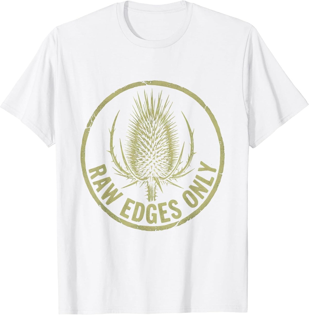 Men's Raw Edges Only Grunge Graphic Design T-Shirt - White