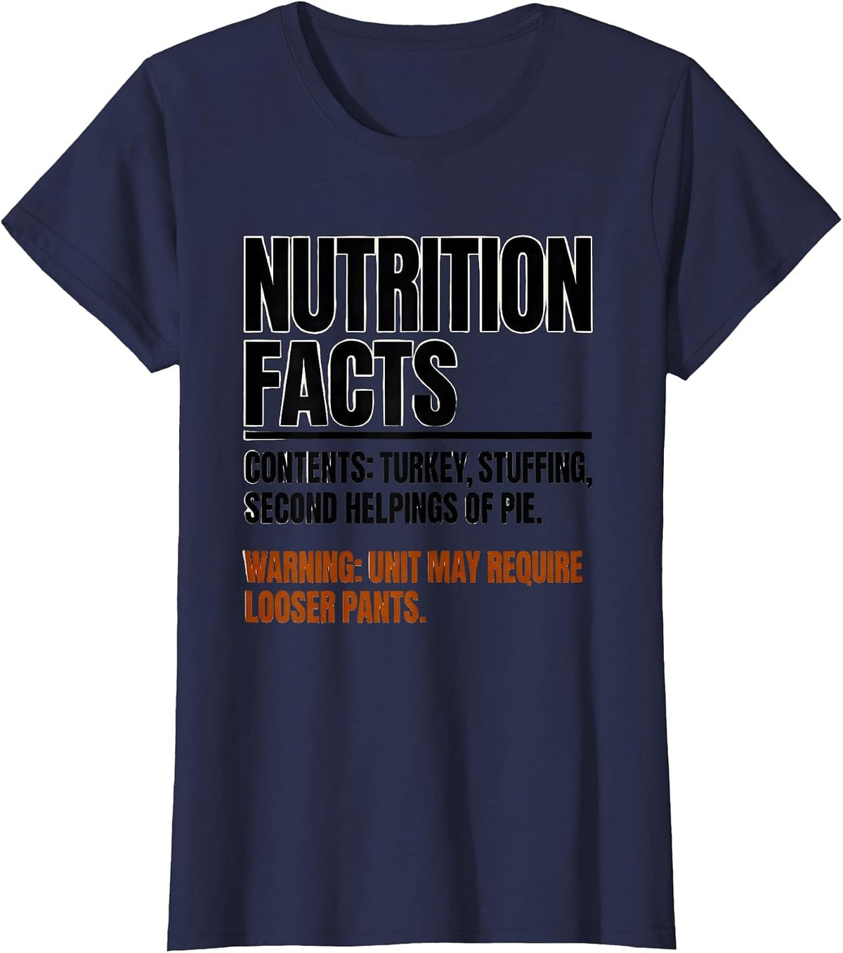 Women's Contents Turkey Stuffing Second Helpings Pie Thanksgiving T-Shirt - Navy Blue
