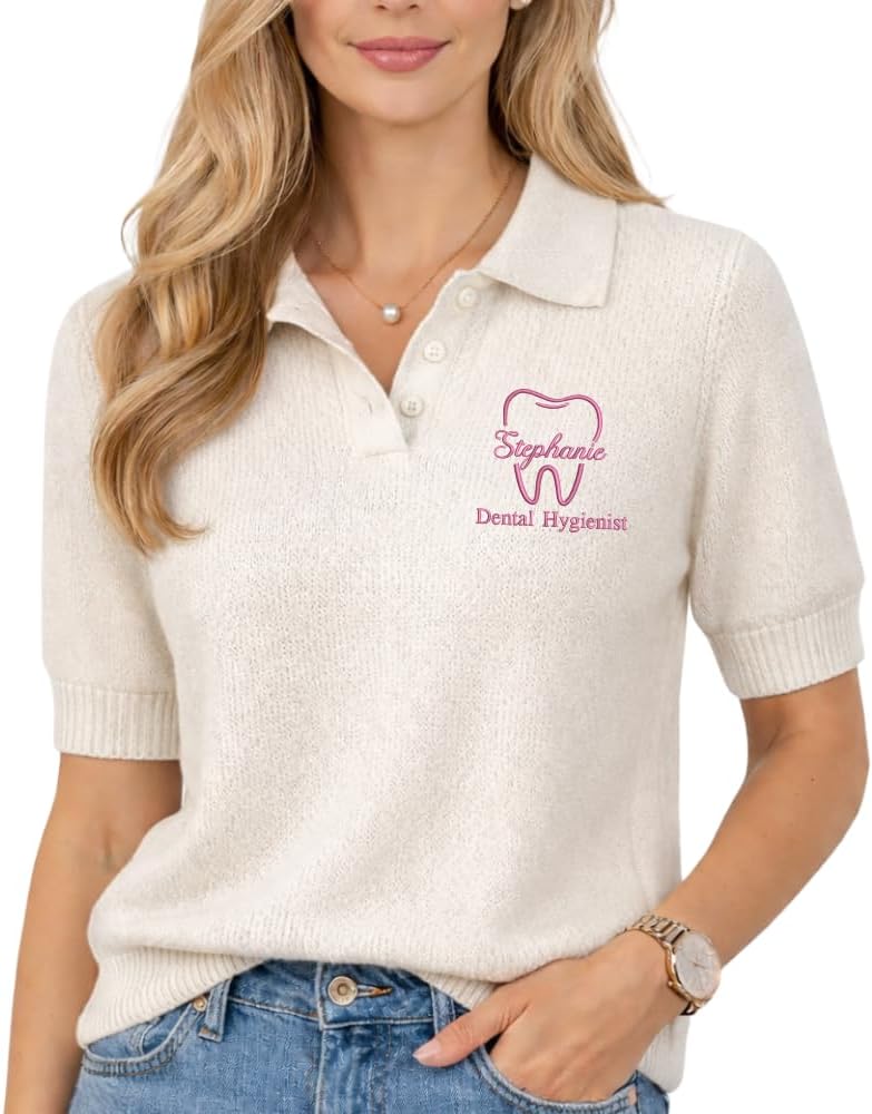 Dental Hygienist Embroidered Sweater, Gift For Hygienist, Tooth Gift, Teeth Polo Sweater Sweatshirts For Women - Dental #3
