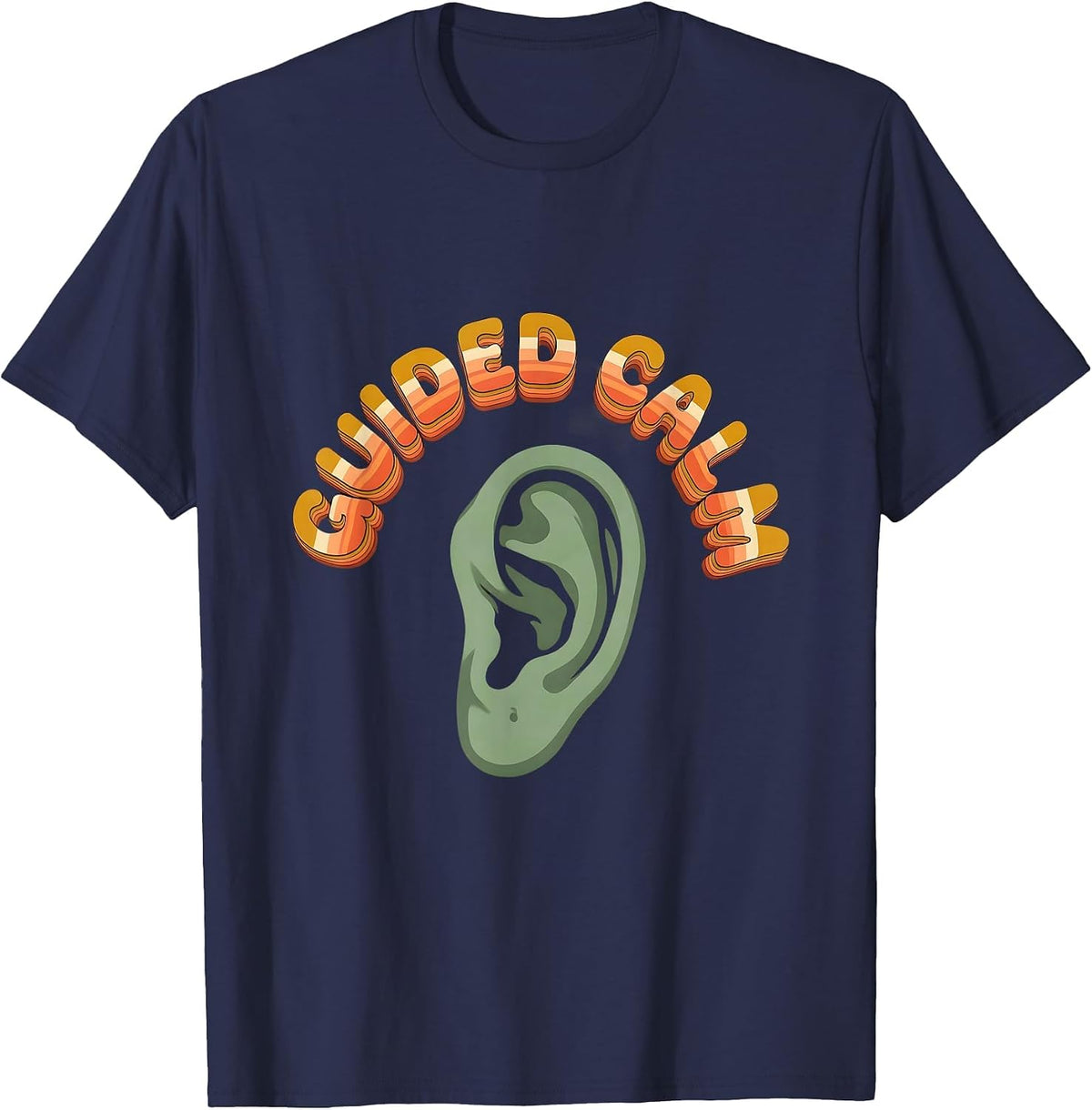 Guided Calm Retro School Counselor Mental Health T-Shirt - Navy Blue