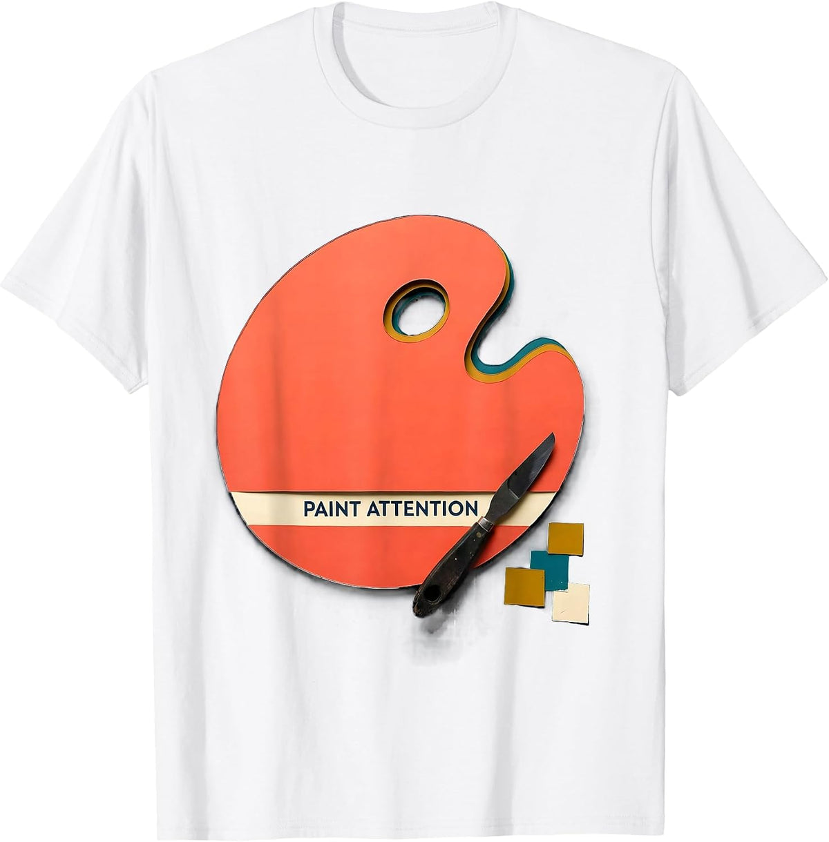 Men's Paint Attention Funny Art Teacher Painter Pun Gift T-Shirt - White