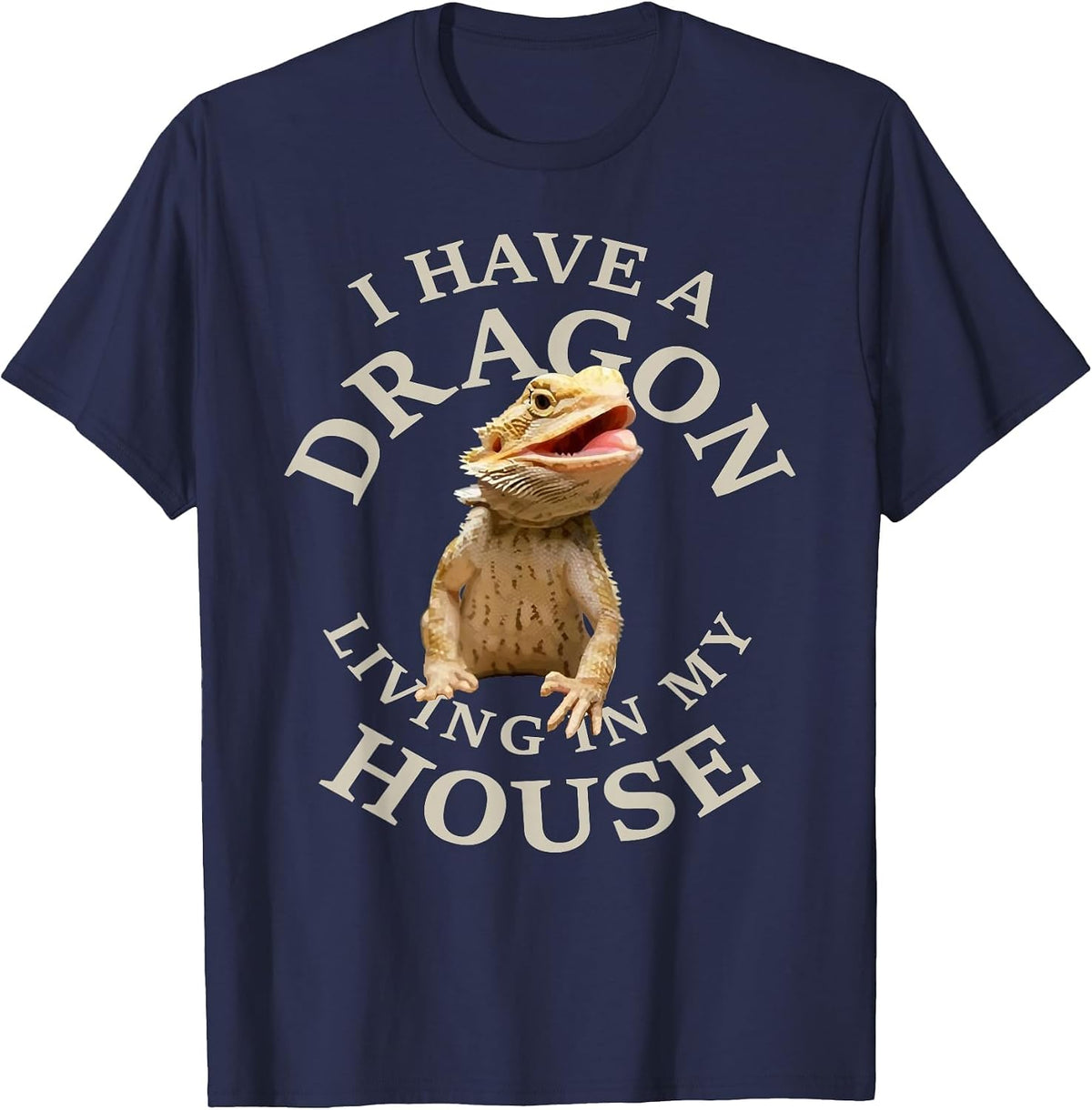 Bearded Dragon Clothing Pogona Barbata Lizard T-Shirt - Navy Blue