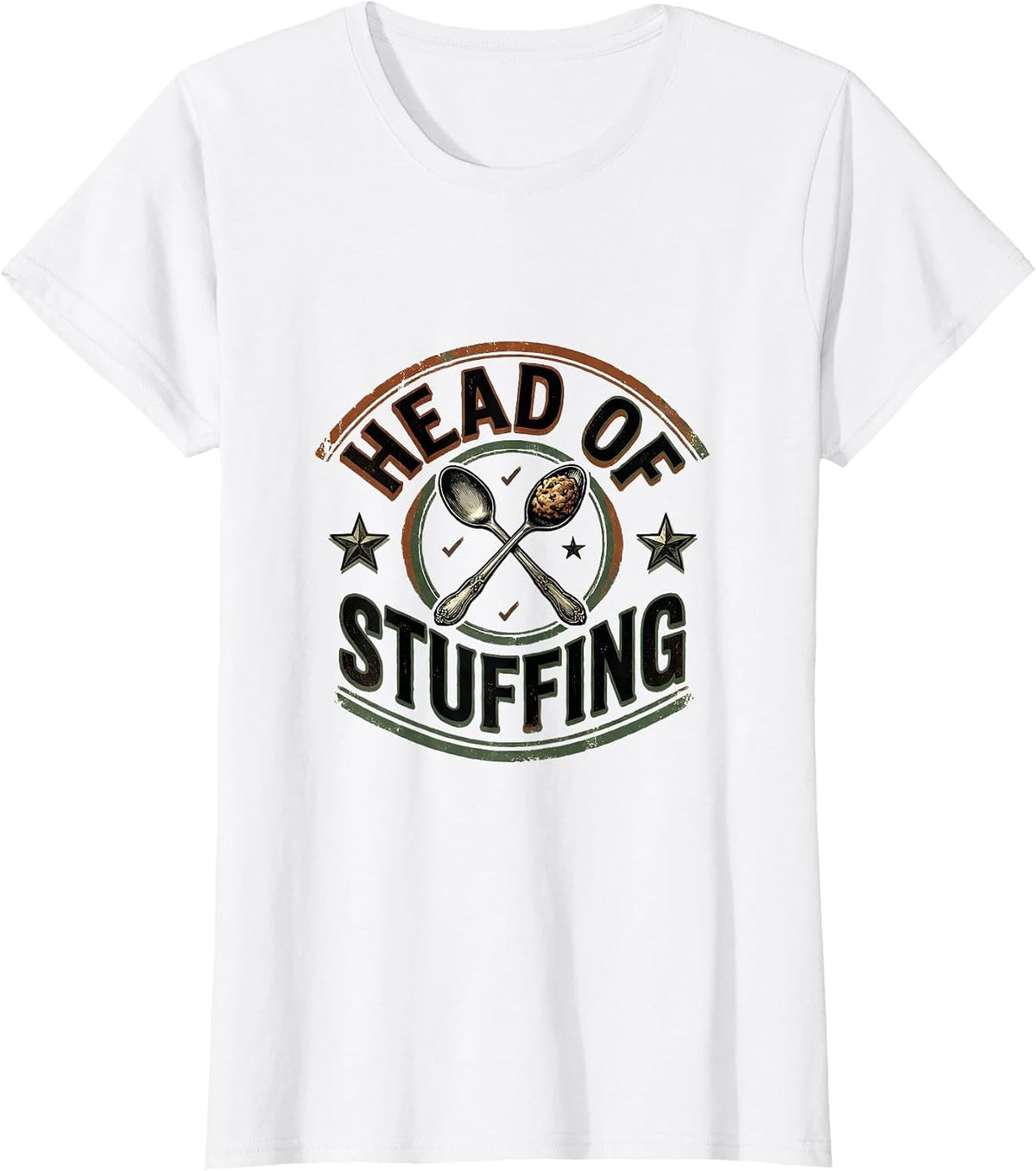 Women's Head Of Stuffing Vintage Funny Thanksgiving Turkey Family T-Shirt - White