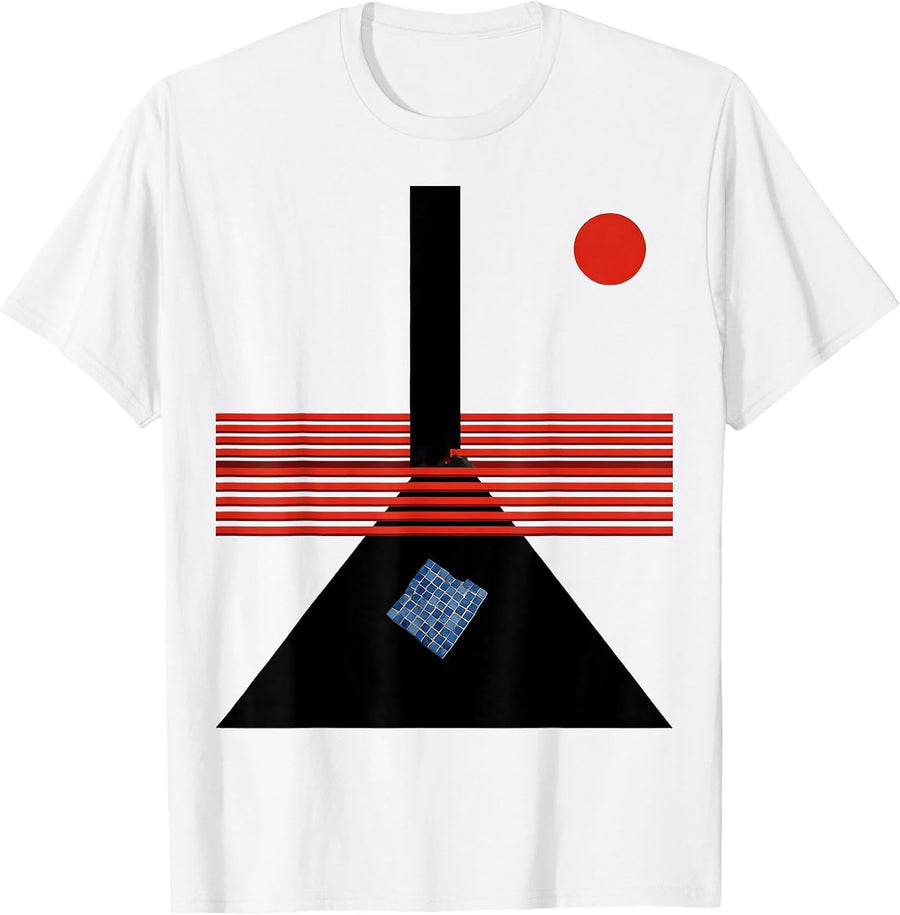 Men's Volcano Vesuvius Cone Bauhaus Modernist Humor T-Shirt - White