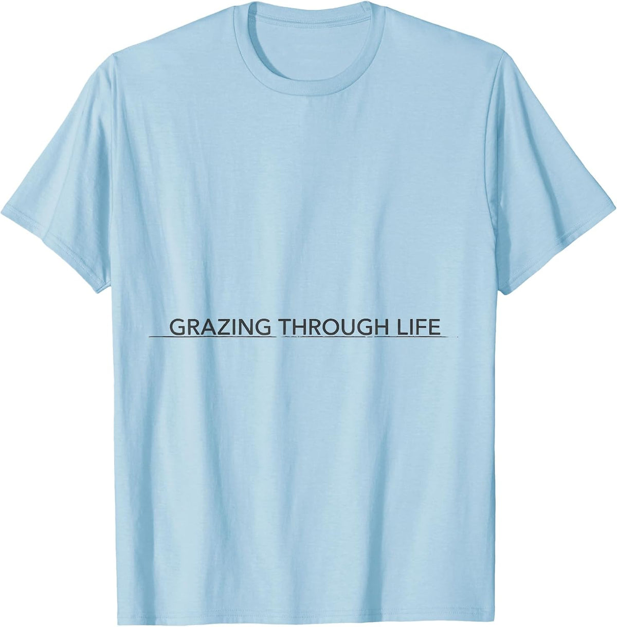 Men's Grazing Through Life Funny Cow Farm Animal Pun Humor T-Shirt - Baby Blue