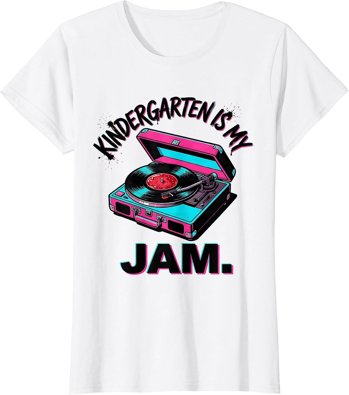 Kindergarten Is My Jam Retro 80s Teacher Student Back T-Shirt - White