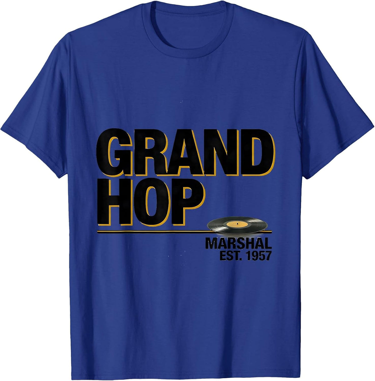 Men's Grand Hop Marshal Est 1957 Retro 50s Sock Hop Rockabilly T-Shirt - Royal Blue