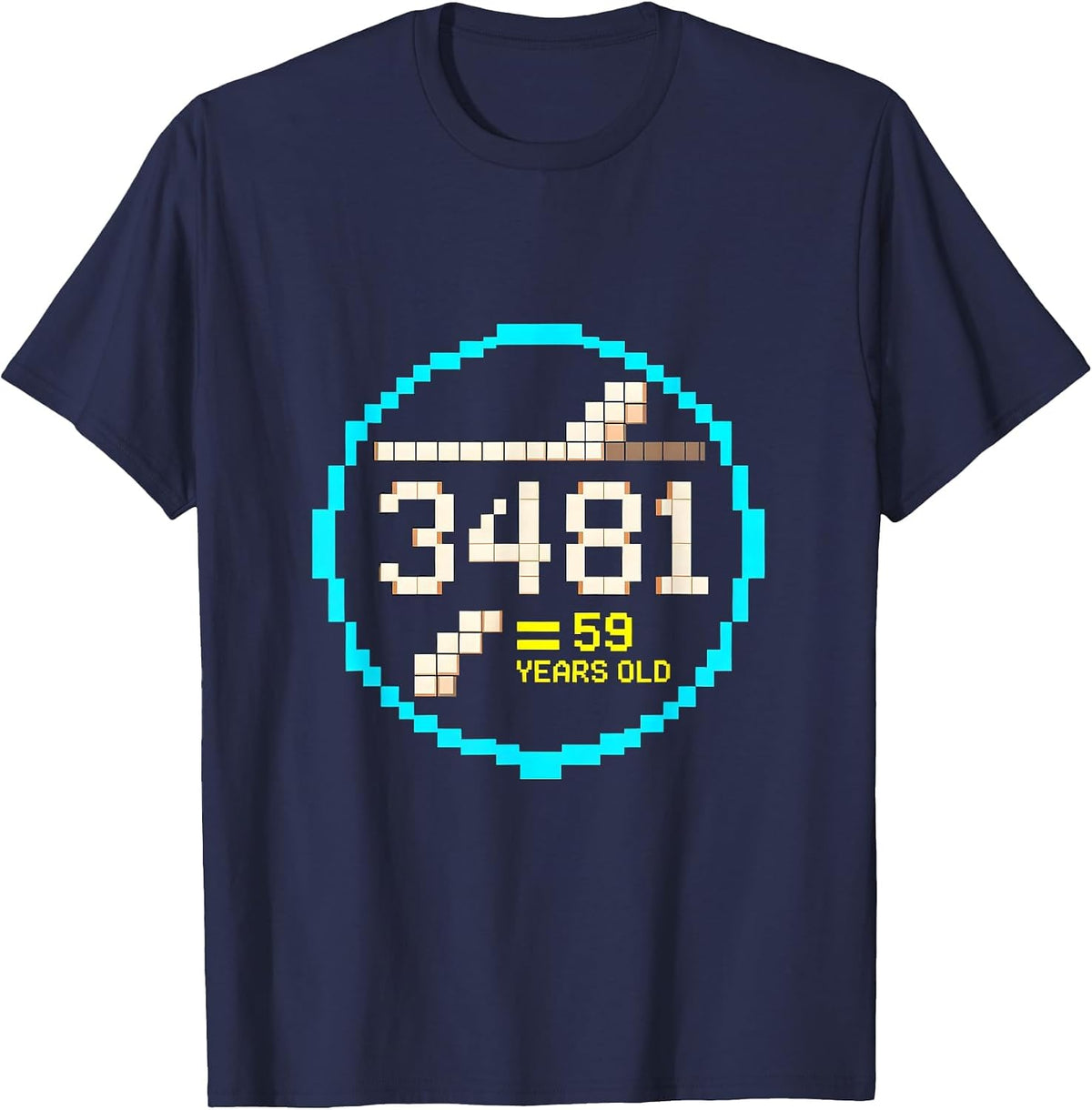 √3481 = 59 Years Old Pixel Art Math Birthday Humor T-Shirt - Navy Blue