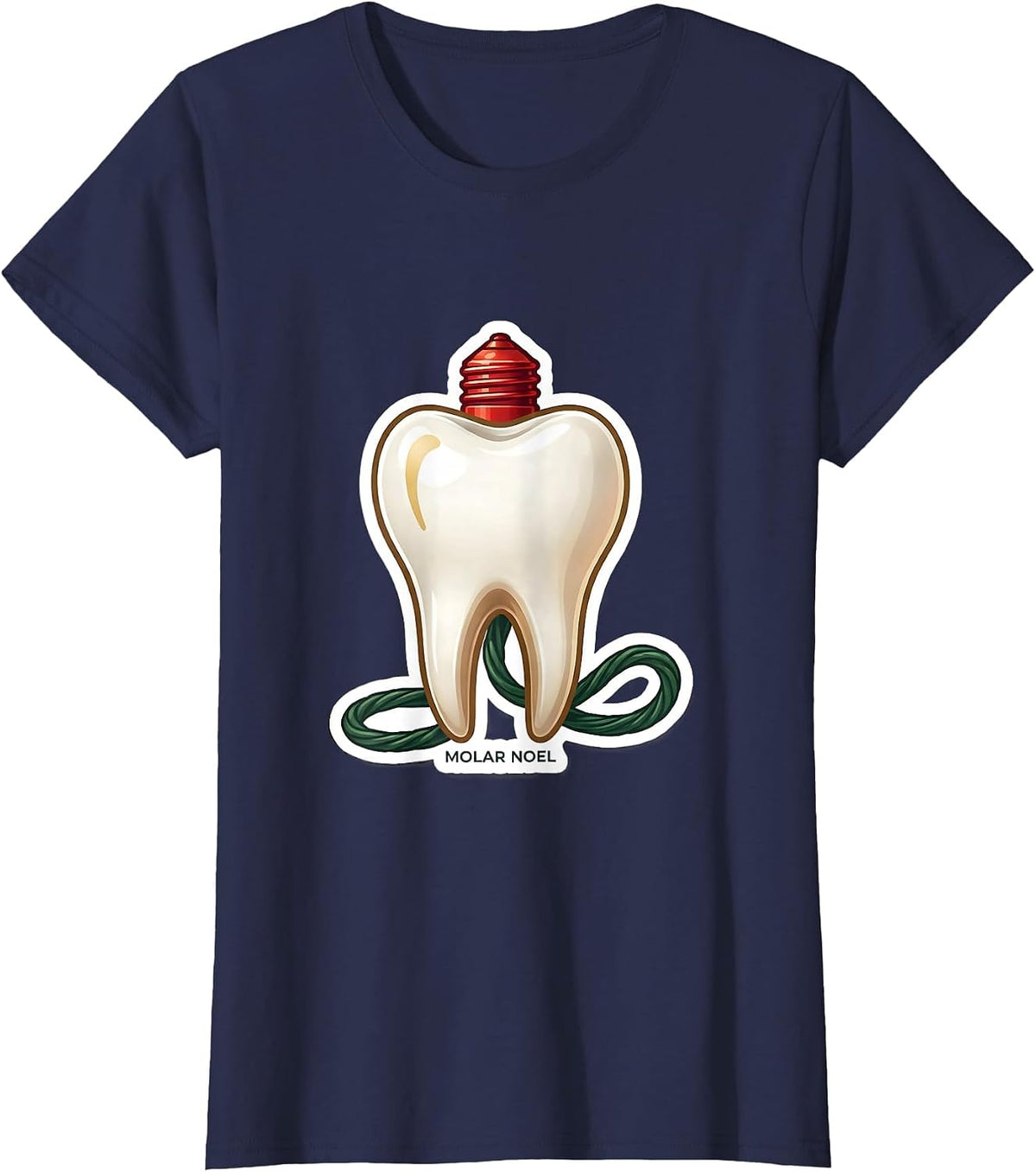 Women's Molar Noel Funny Dentist Dental Hygienist Christmas T-Shirt - Navy Blue