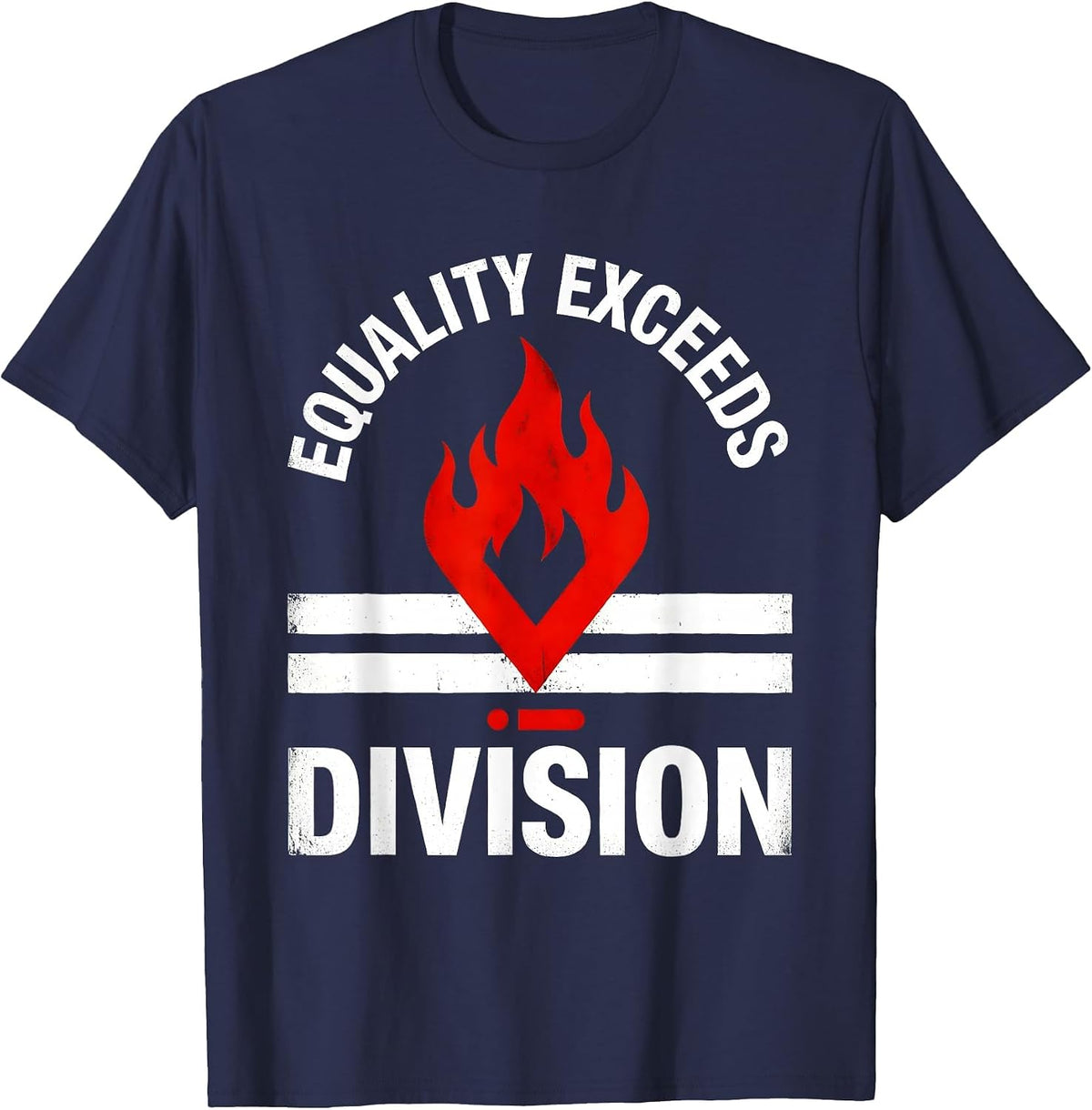Equality Exceeds Division Sincere Social Justice Math Symbol T-Shirt - Navy Blue