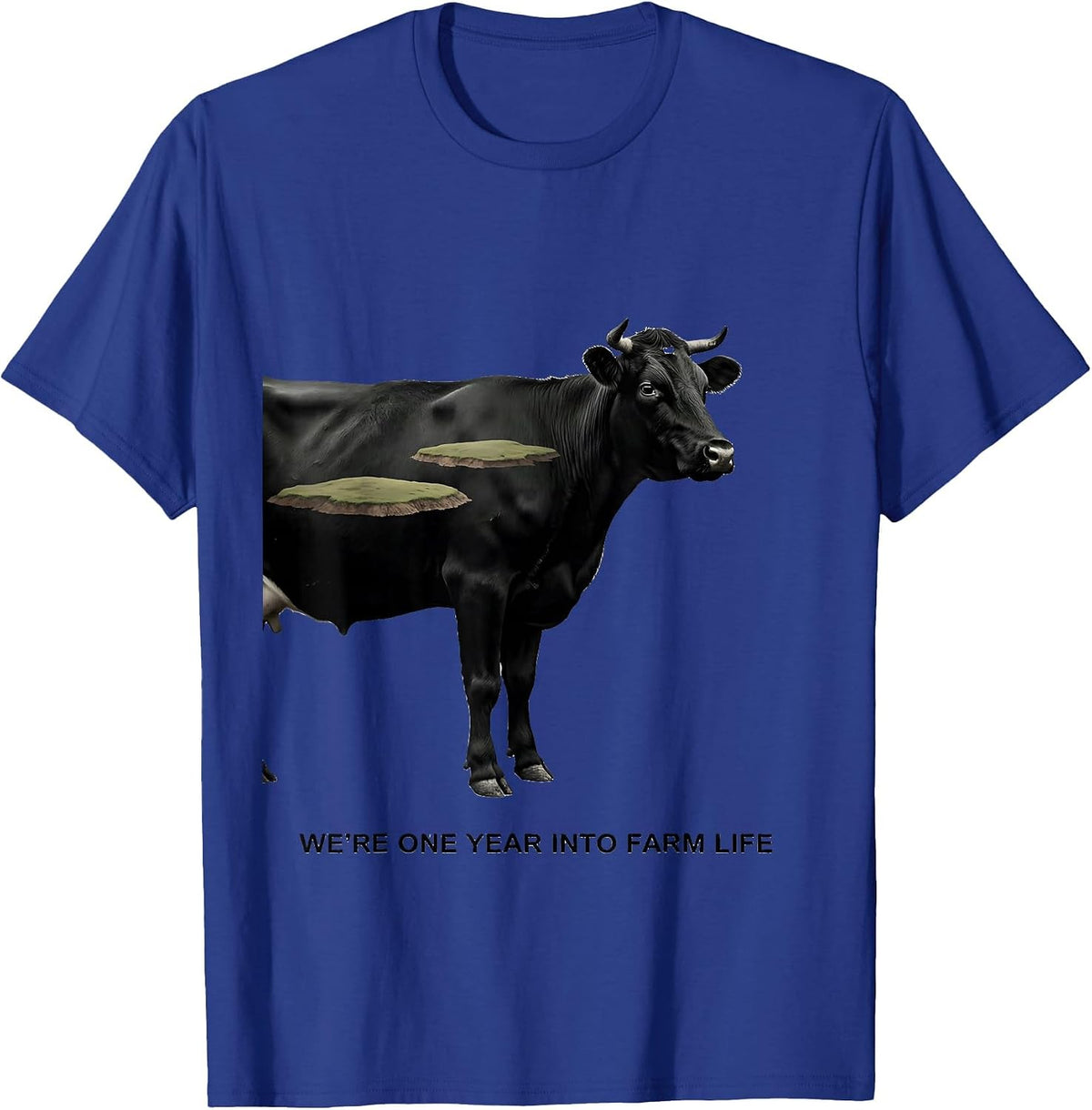 We're One Year Into Farm Life Playful Farm Family Matching T-Shirt - Royal Blue