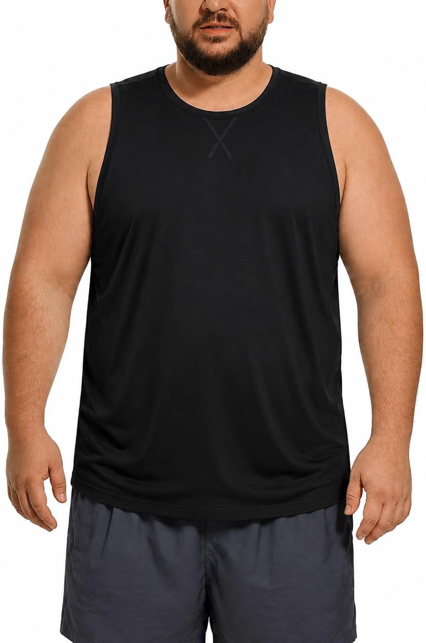 Men's Big and Tall Tank Top 3XL-8XL, Sleeveless Muscle Shirt - Black(1 Pack)