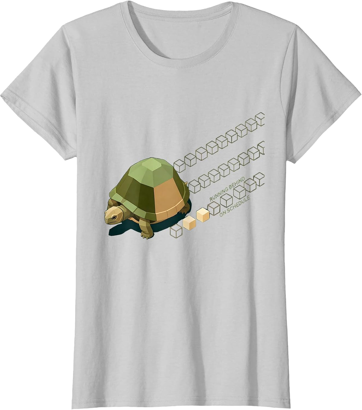 Women's Running Behind, On Schedule Funny Tortoise Lover Gift T-Shirt - Silver Grey