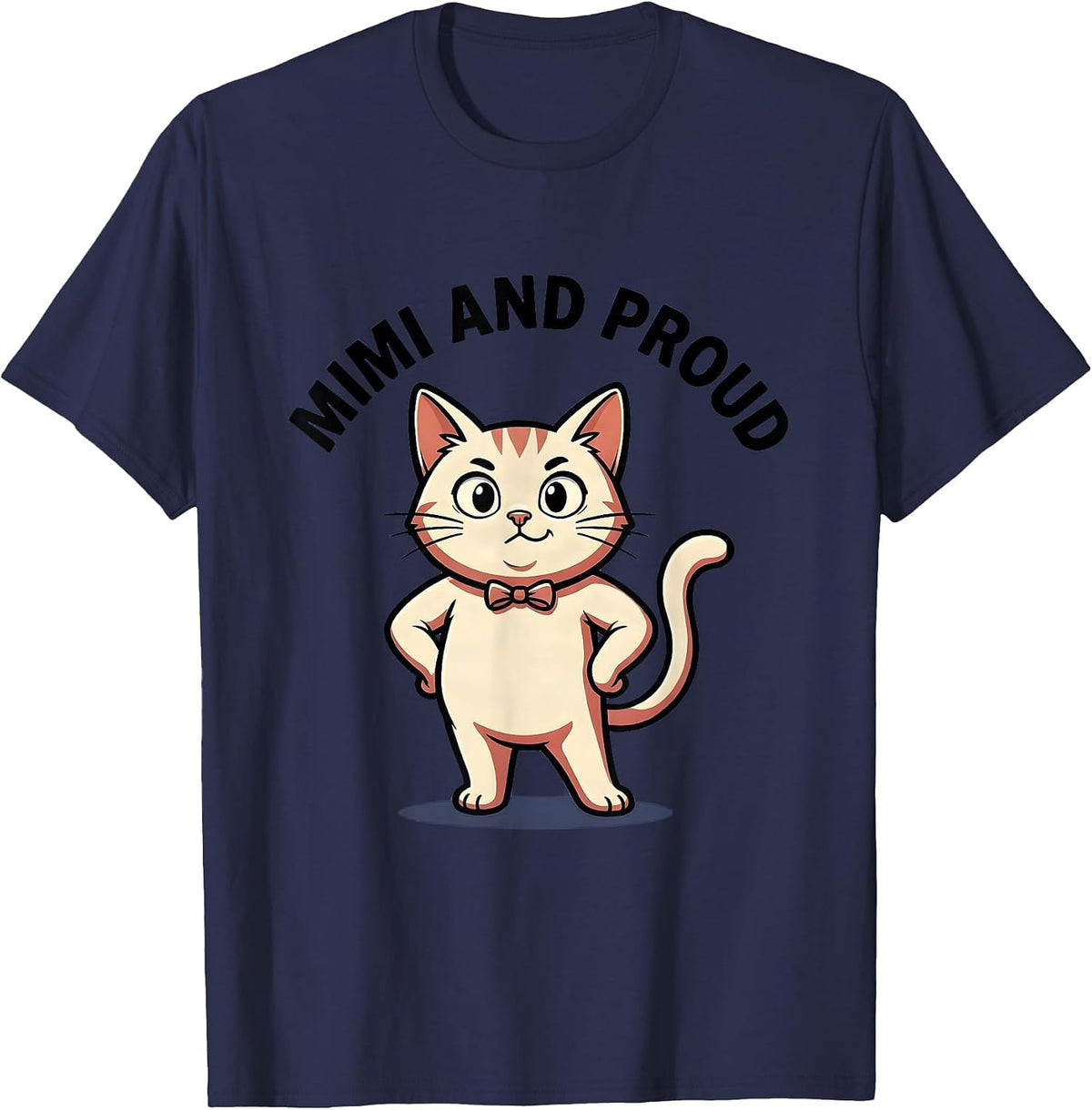 Mimi And Proud Grandma Design T-Shirt - Navy Blue