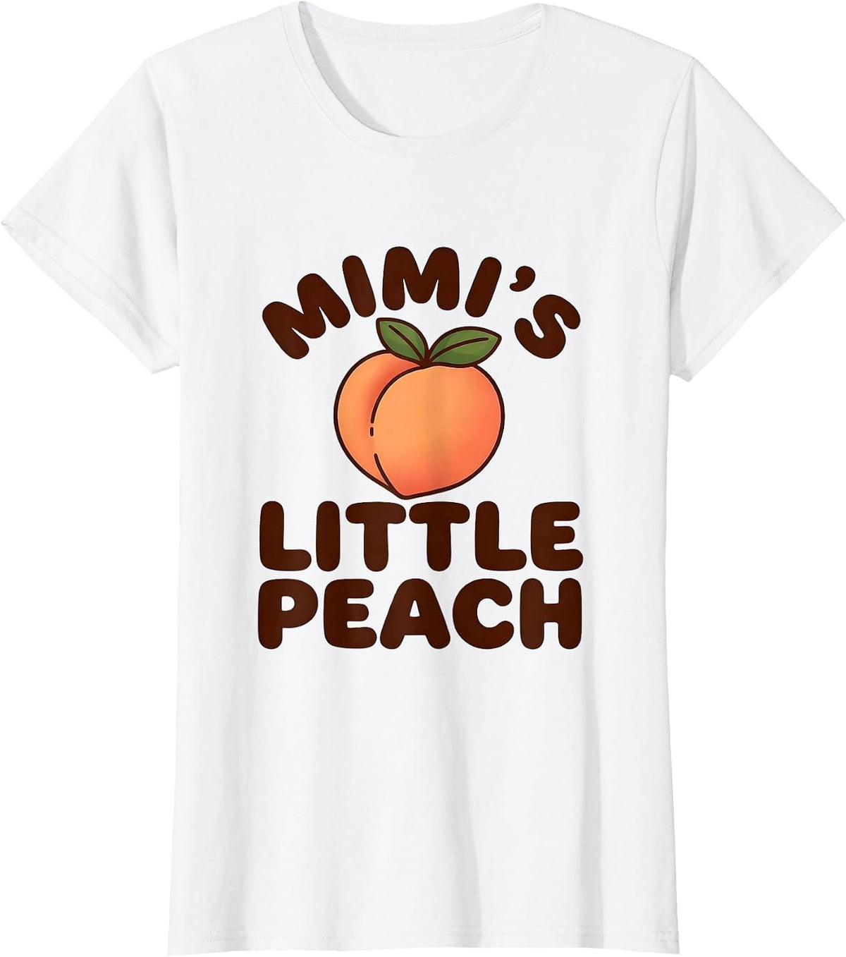 Mimi's Little Peach Funny Family Food-Pun Humor T-Shirt - White