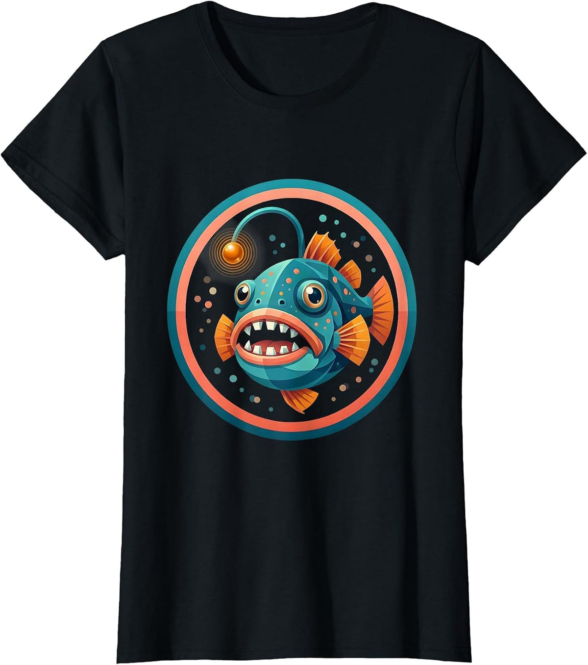 Autism Bioluminescent Deep-Sea Fish Illustration T-Shirt - Black