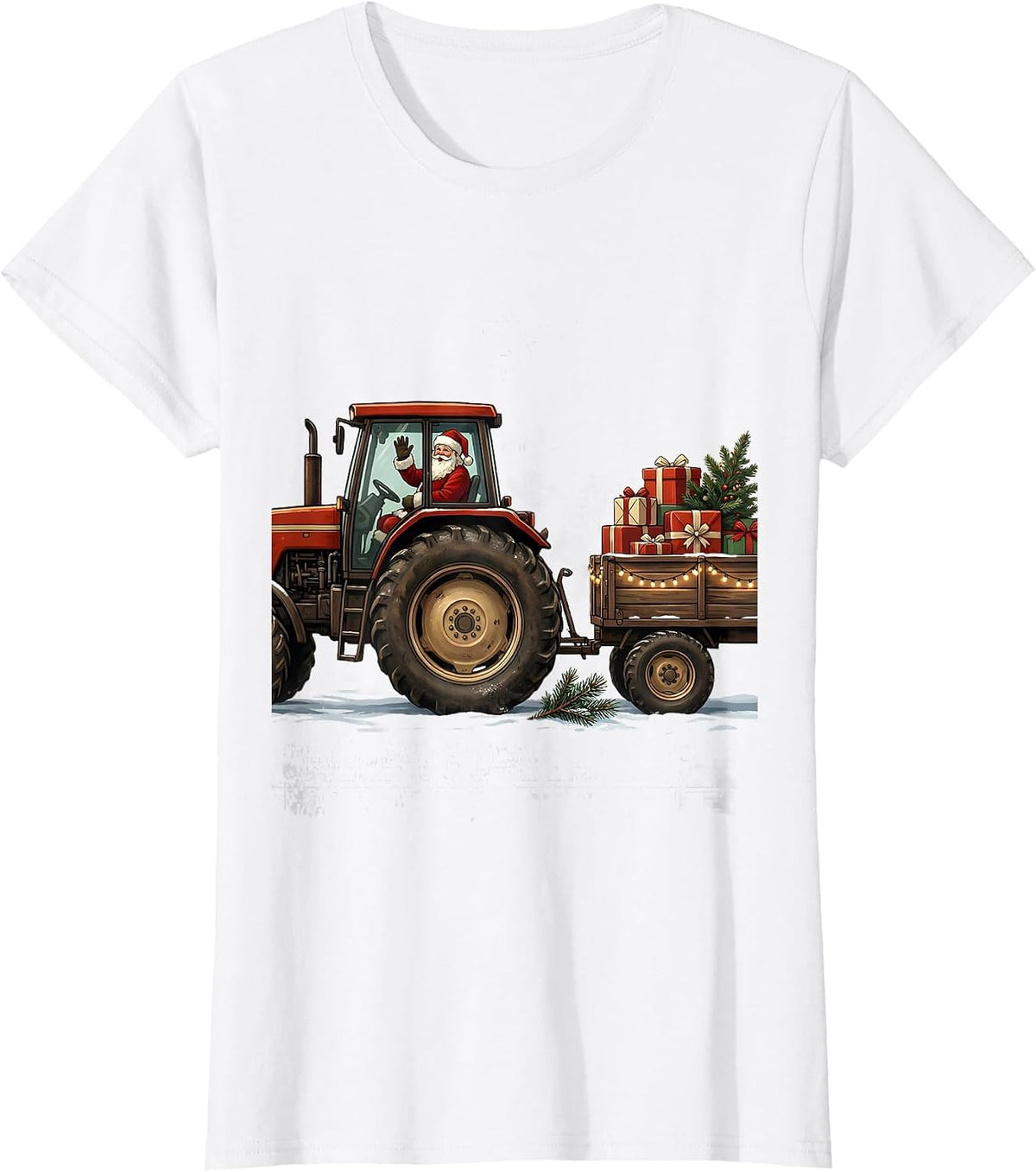 Farm Tractor Santa Christmas Farm Life Humor Gift T-Shirt - White