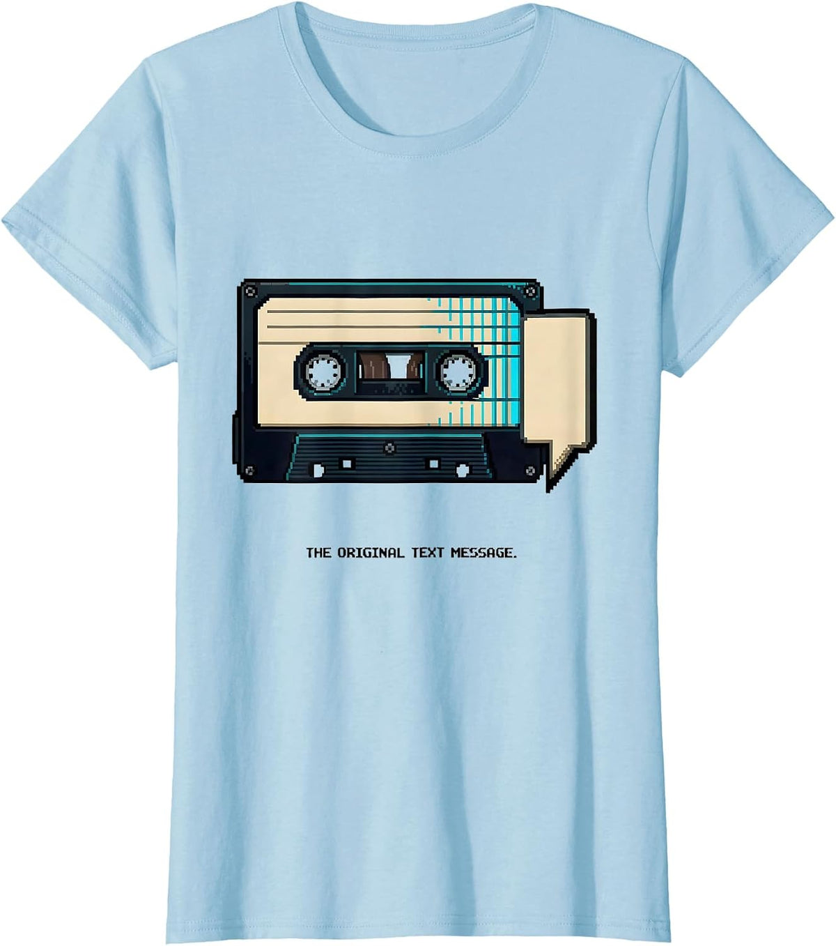 The Original Text Message Retro Cassette Tape Pixel Art T-Shirt - Baby Blue