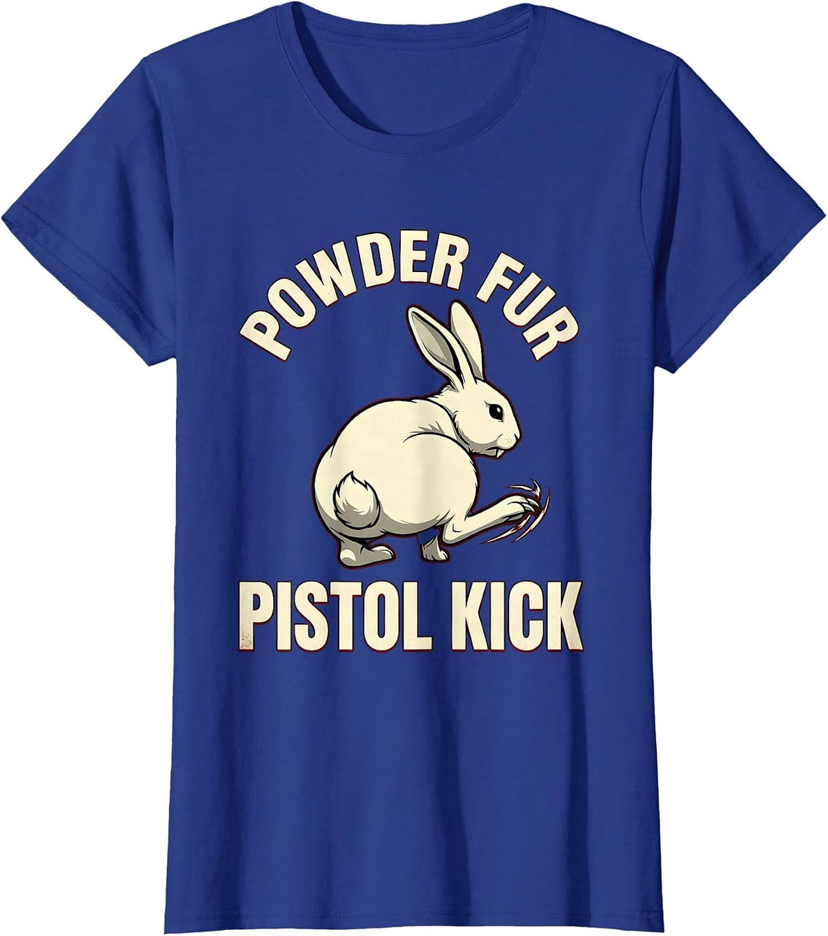 Women's Powder Fur, Pistol Kick Horror Alt Goth Bunny Spooky Season T-Shirt - Royal Blue