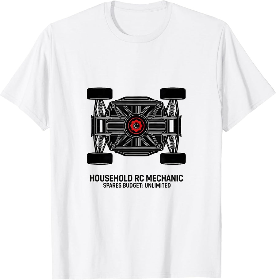 Men's Household RC Mechanic Spares Budget Unlimited RC Racer T-Shirt - White