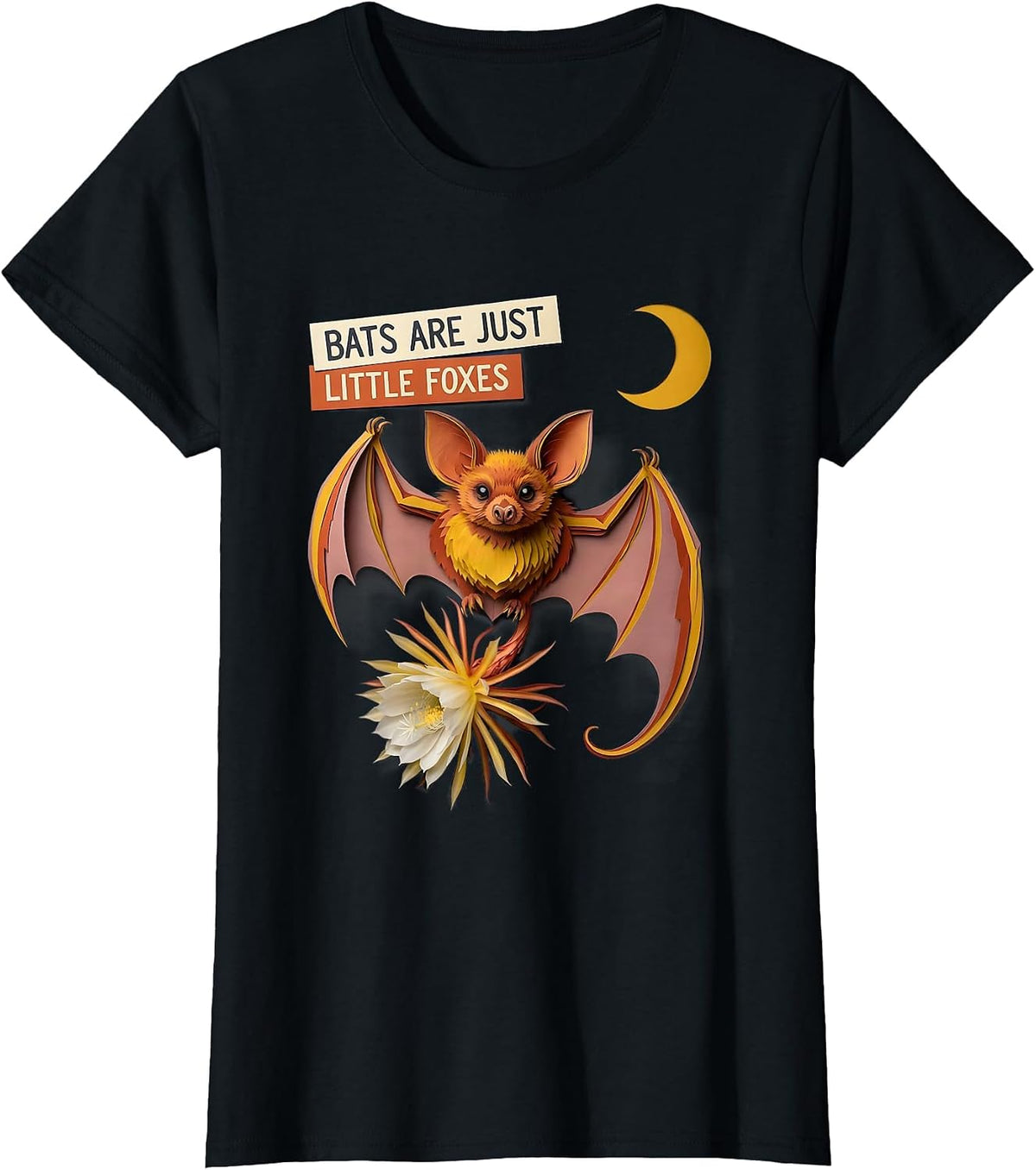Bats Are Just Little Foxes Funny Bat Lover Animal Humor T-Shirt - Black
