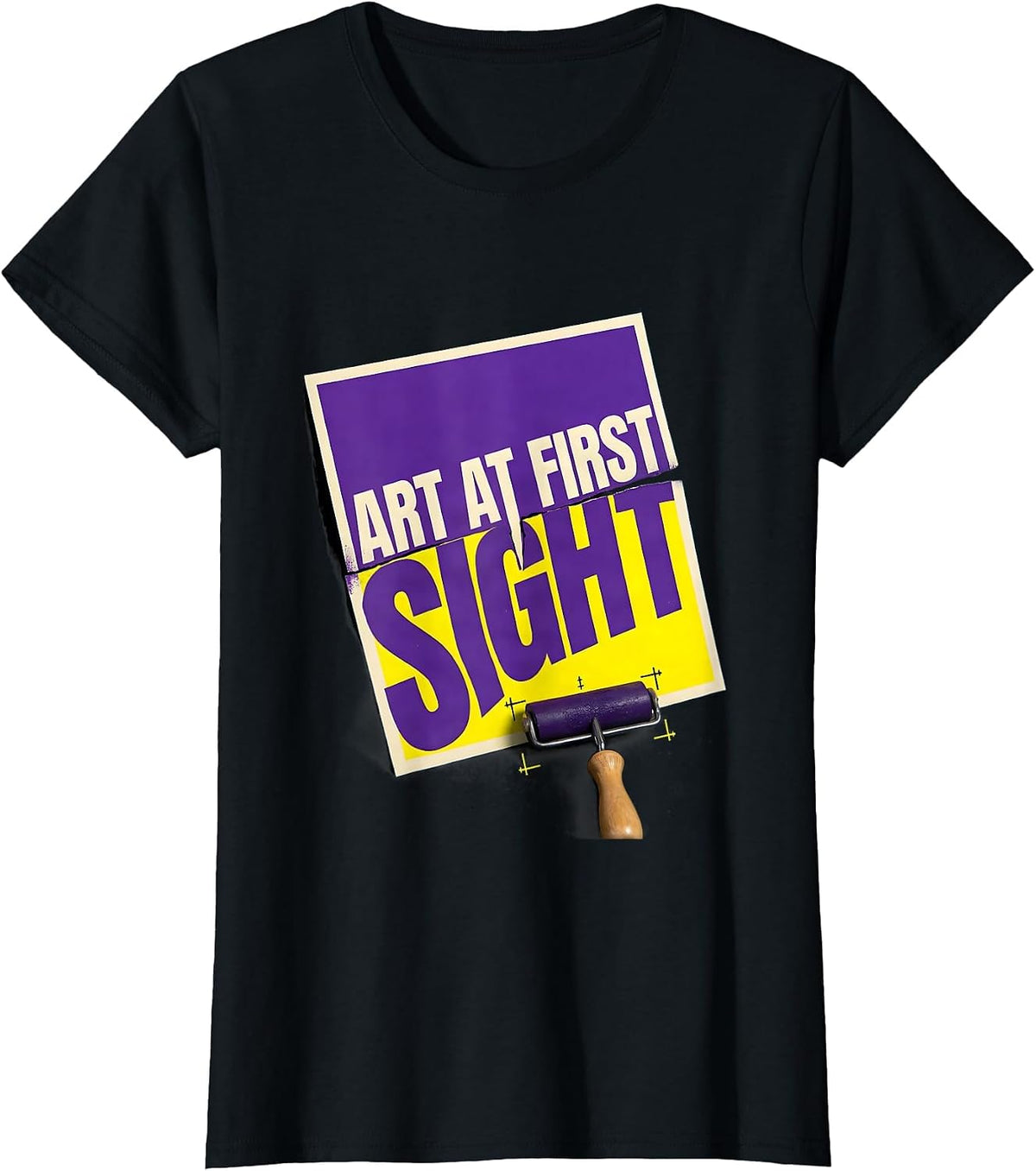 Art At First Sight New Wave Typography Art Teacher Painter T-Shirt - Black