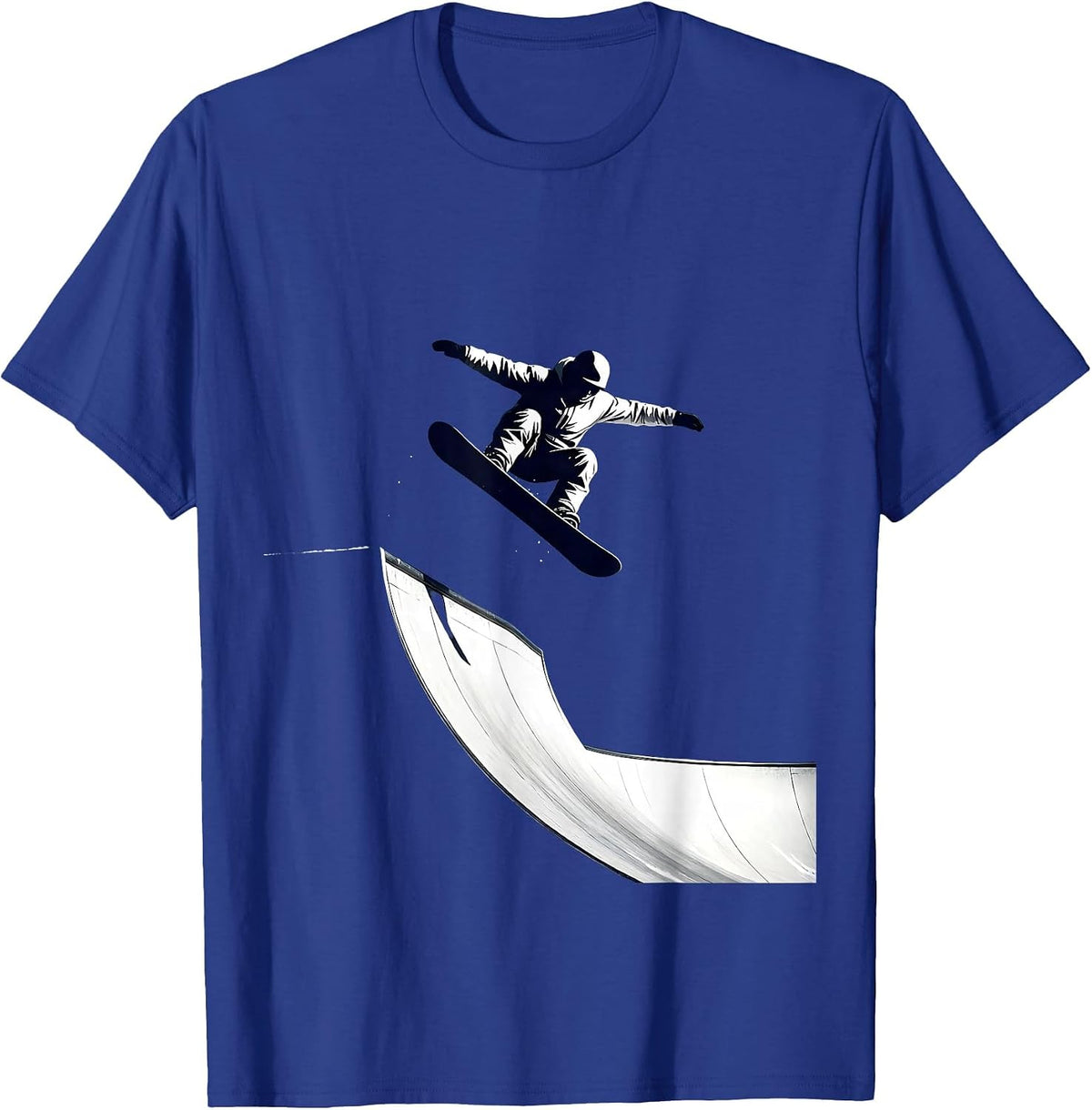 Snowboarder Halfpipe Launch Graphic Tee T-Shirt - Royal Blue