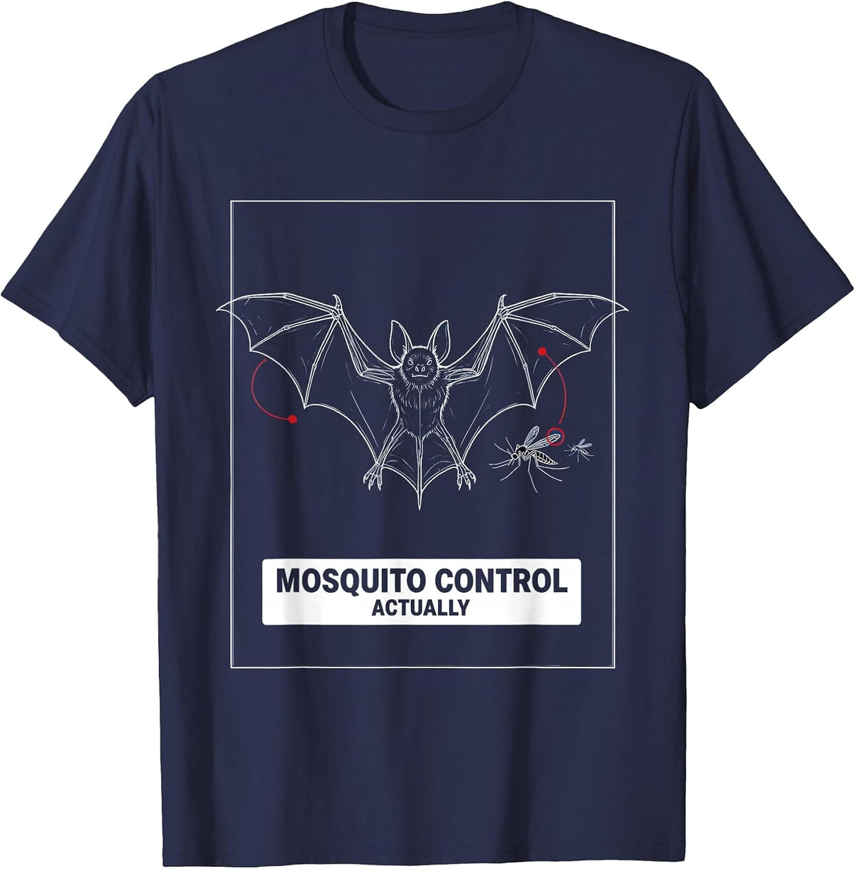 Men's Mosquito Control, Actually Funny Bat Lover Halloween Humor T-Shirt - Navy Blue