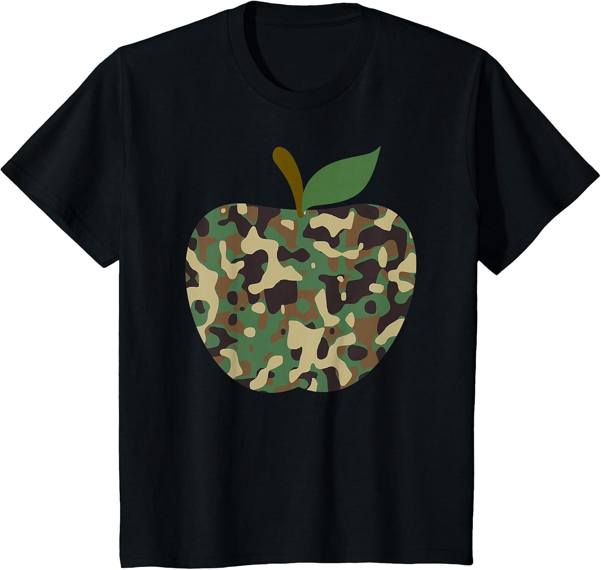 Camo Apple First Day of School Teaching Team T-Shirt - Black