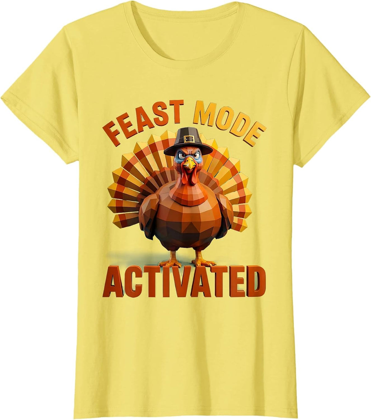 Feast Mode Activated Thanksgiving Kids Design T-Shirt - Lemon Yellow