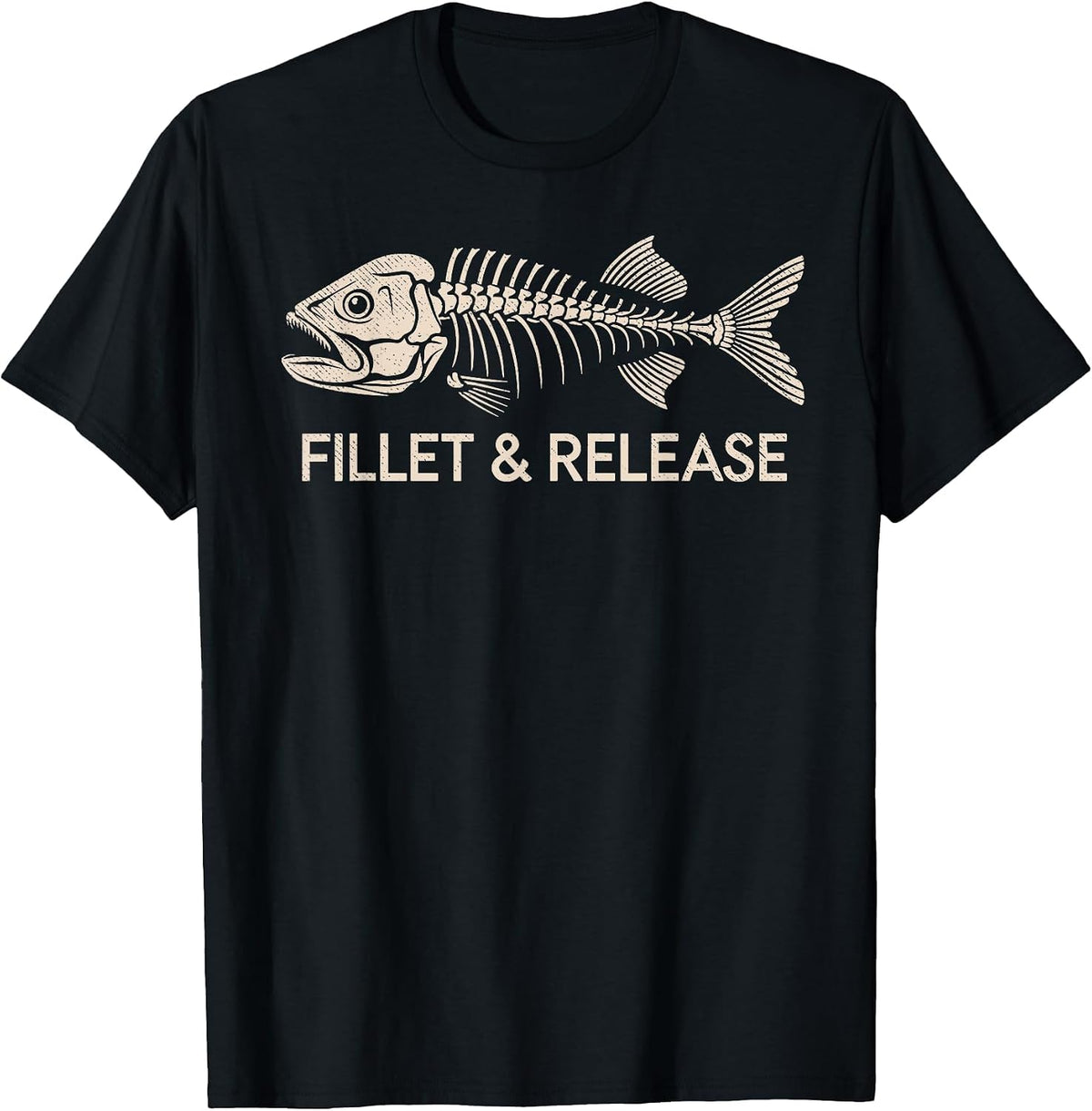 Fillet & Release Fisherman Humor Angler Joke Funny Fishing T-Shirt - Black