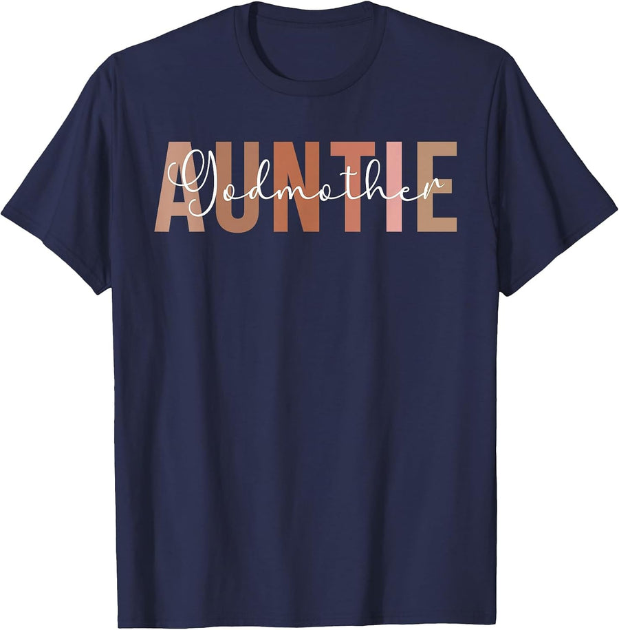 Auntie Godmother Appreciation Godmama Godmom T-Shirt - Navy Blue