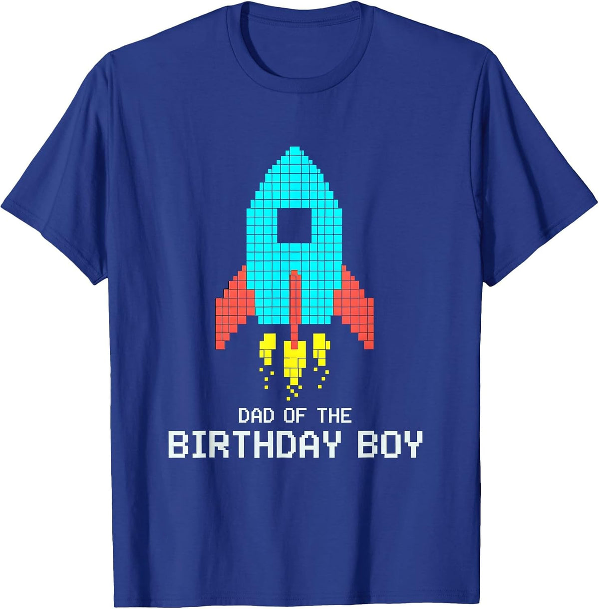 Men's Dad Of The Birthday Boy Pixel Art Family Matching Party T-Shirt - Royal Blue