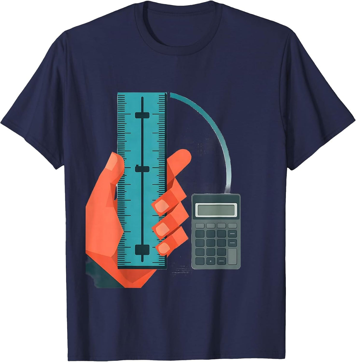Men's Slide Rule Classically Trained Retro Math Engineer T-Shirt - Navy Blue